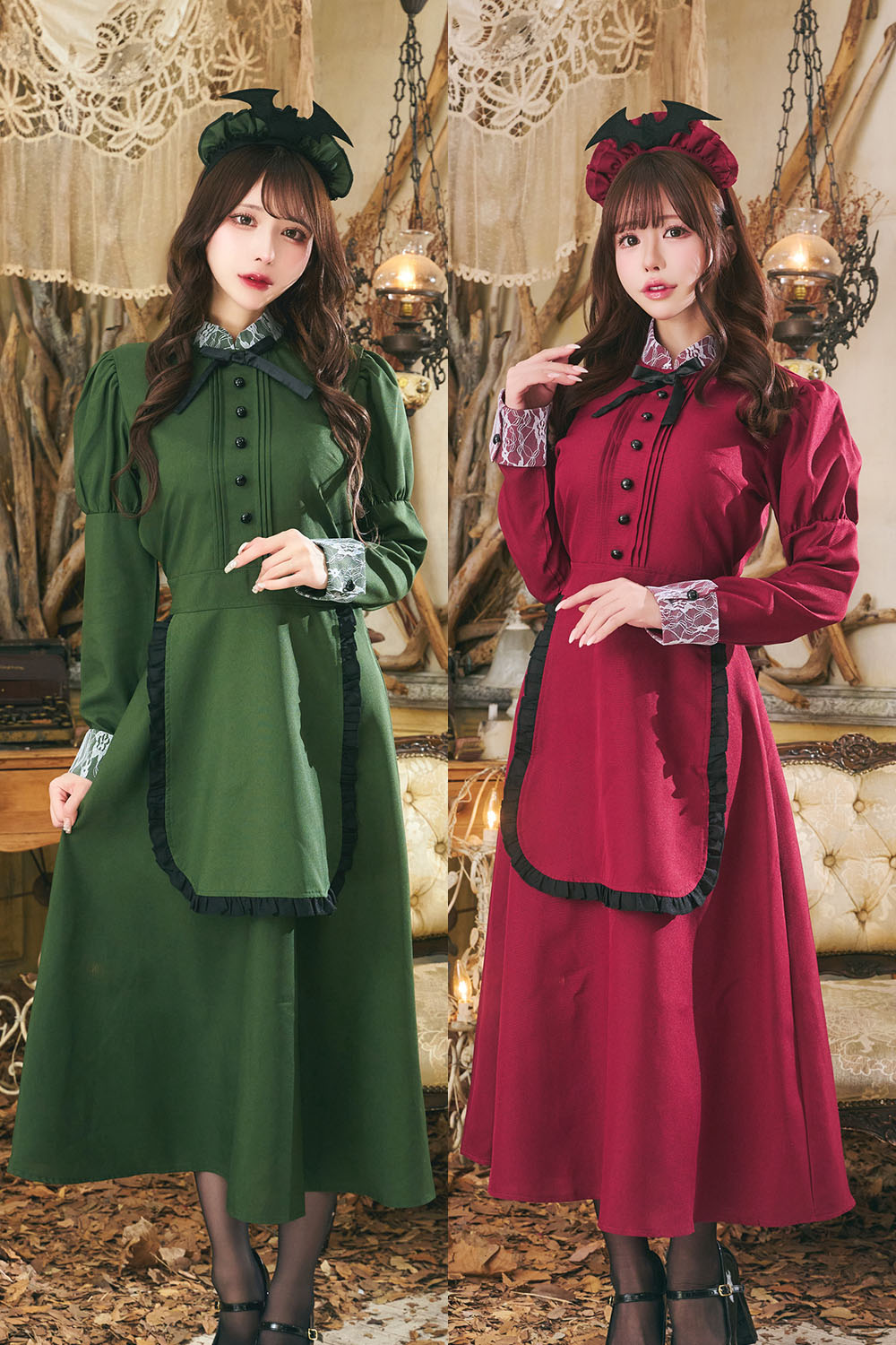 コスプレ 洋館メイド グリーン ハロウィン コスプレ メイド ハロウィン 洋館メイド レディース