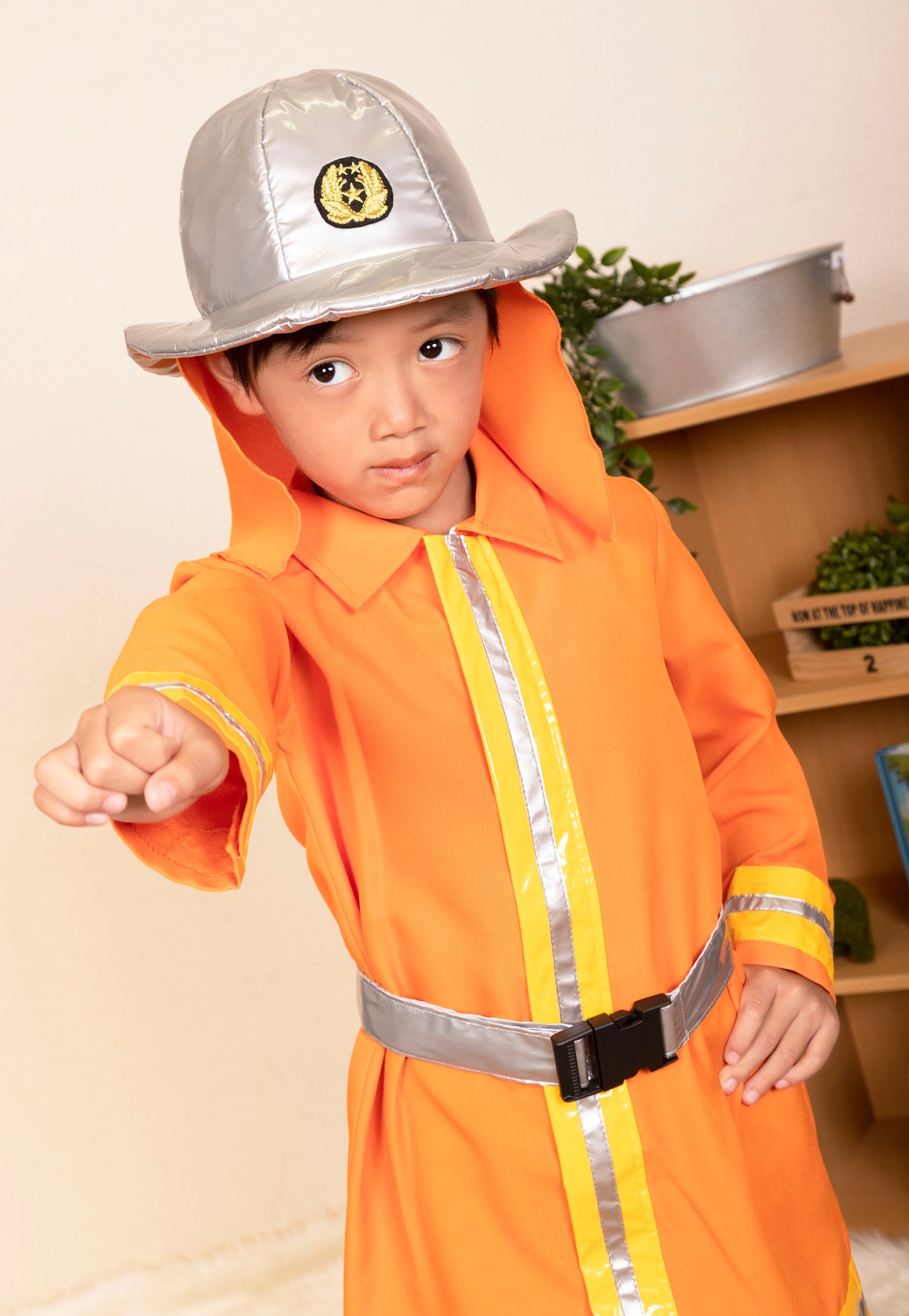 コスプレ キッズ こども 子供 消防士 キッズジョブ 消防士 120cm【クリアストーン】