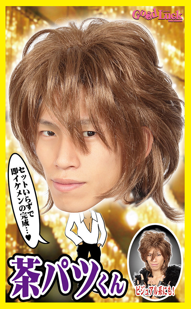 コスプレ小物 宴会小物 バラエティグッズ カツラ 長髪 カツランド 茶パツくん レディース フリーサイズ 茶髪【クリアストーン】