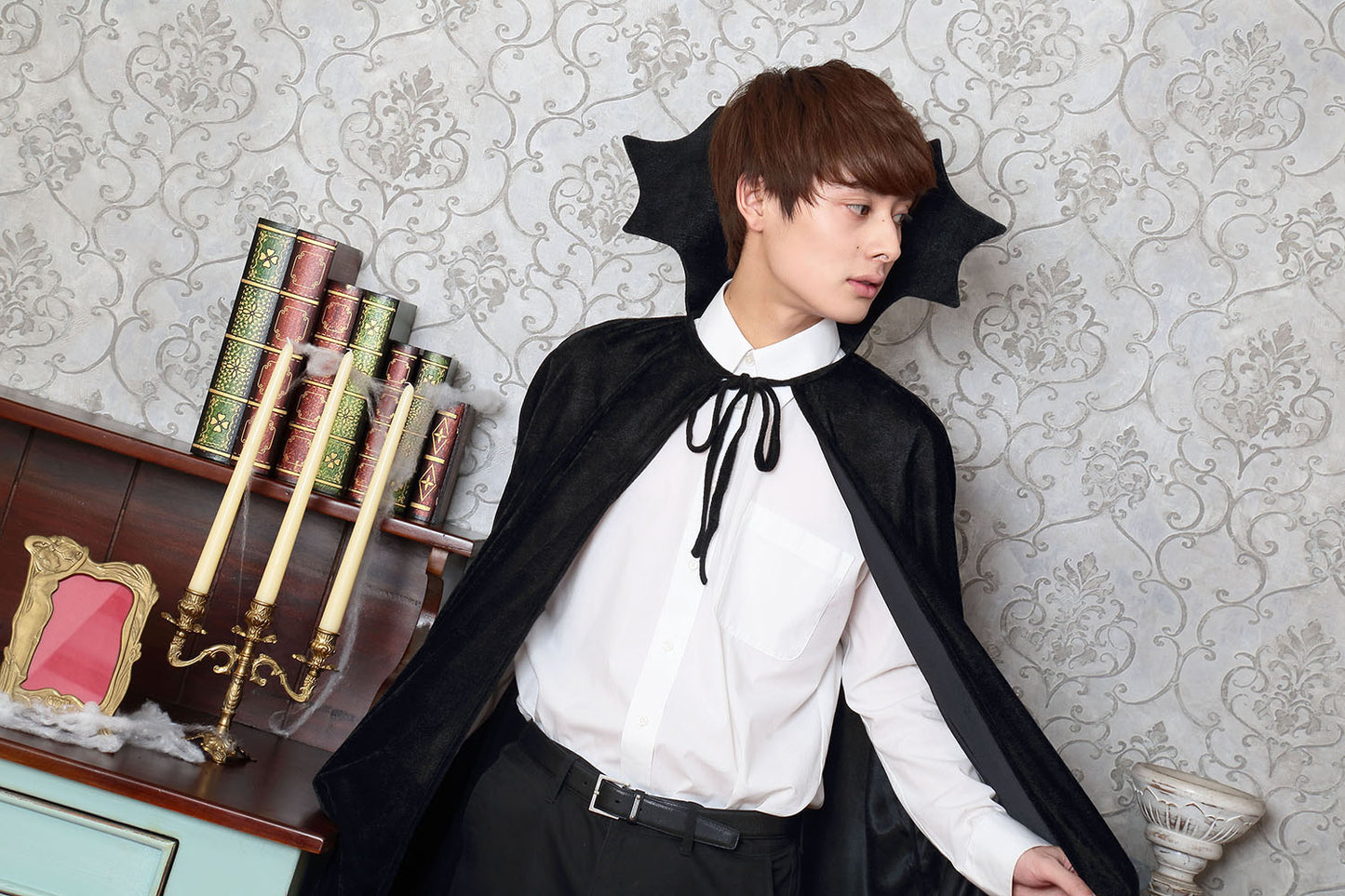 コスプレ ハロウィン マント ウォントゥーブロッド メンズ フリーサイズ ブラック【クリアストーン】