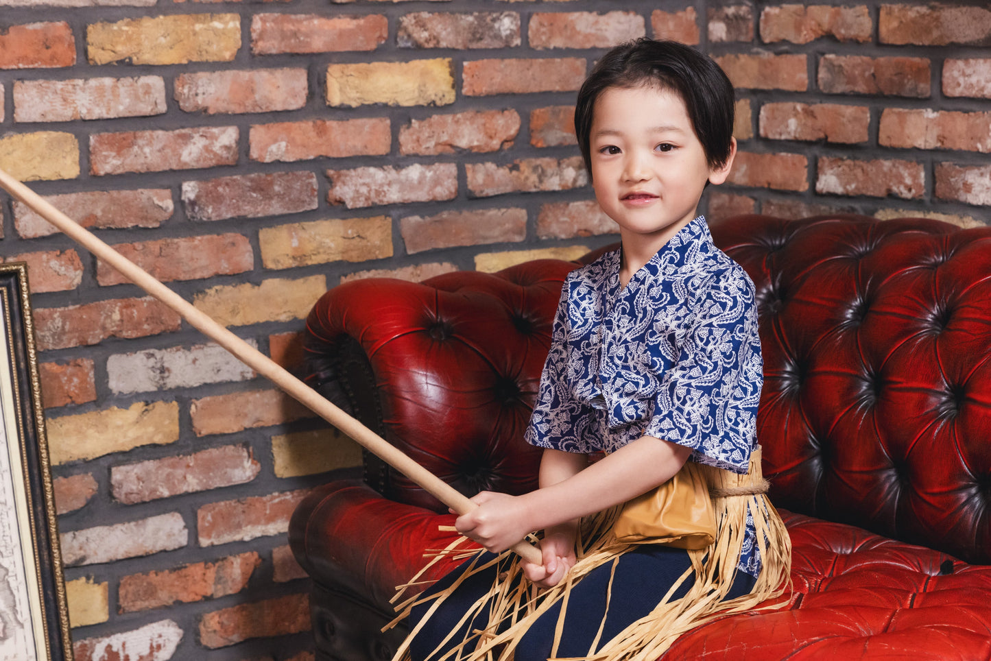 コスプレ キッズ こども 昔話 和装 キャラクター 和風コス 浦島太郎 120cm ブルー【クリアストーン】