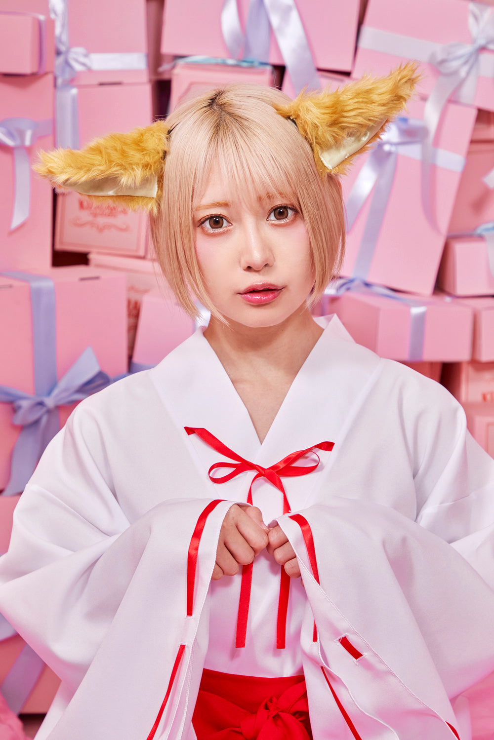 コスプレ 小物 けもみみピン アニマル 動物 ねこ/うさぎ/いぬ/ダルメシアン/パンダ/くま/きつね/おおかみ 仮装 フリーサイズ【クリアストーン】