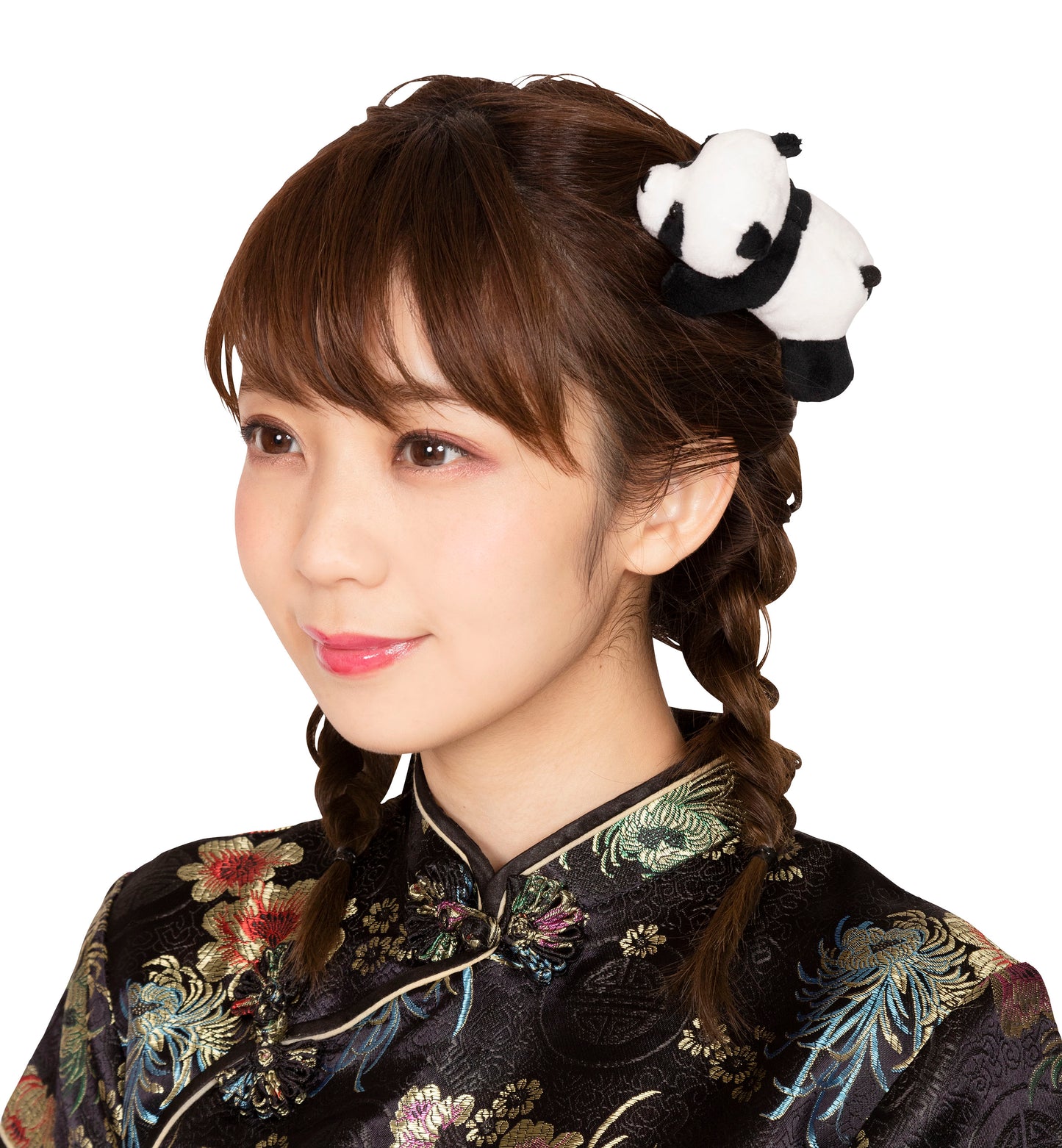 ヘアアクセ パンダ 抱きつきパンダヘアピン レディース フリーサイズ【クリアストーン】