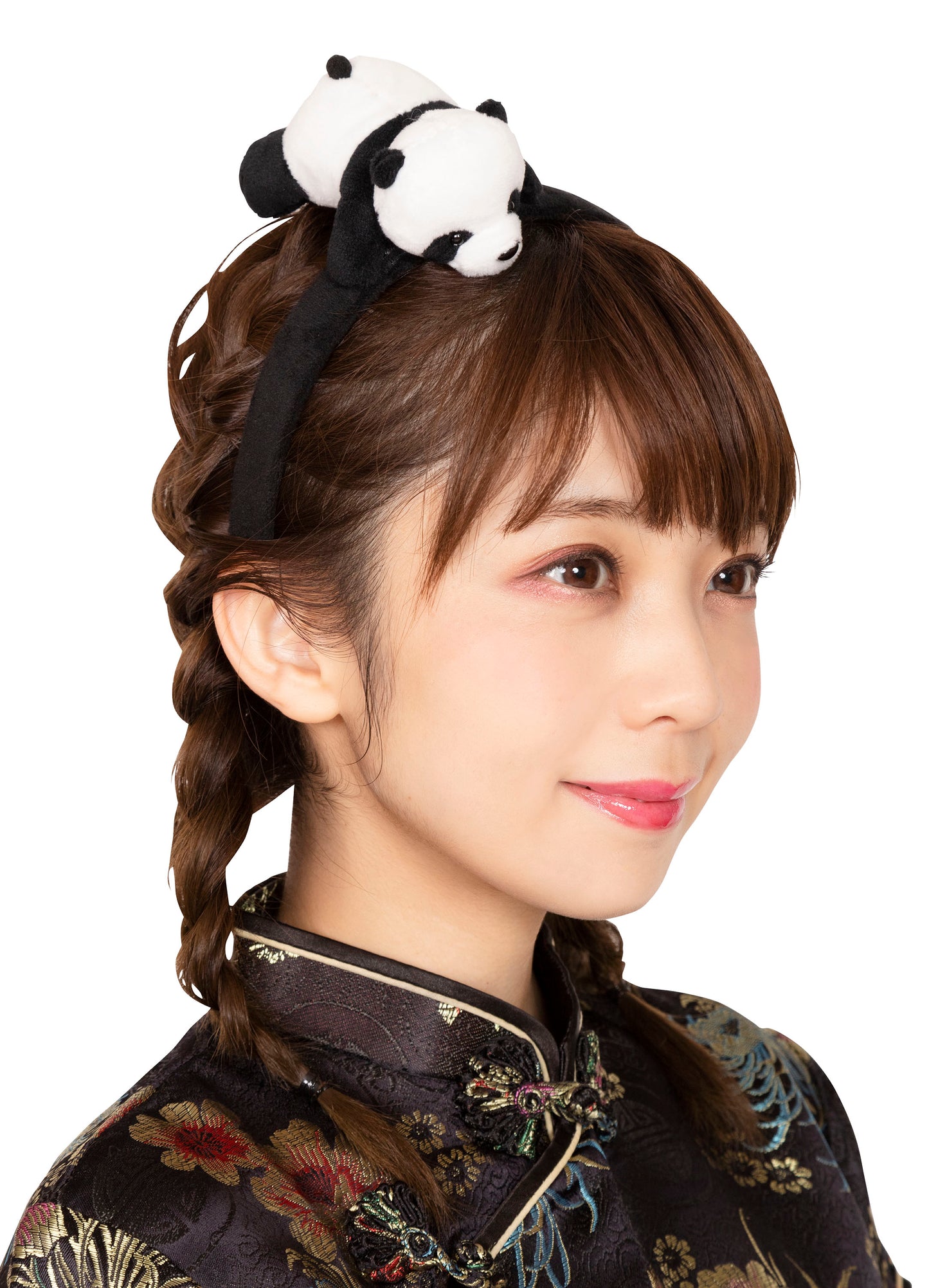 ヘアアクセ パンダ 抱きつきパンダカチューシャ レディース フリーサイズ【クリアストーン】