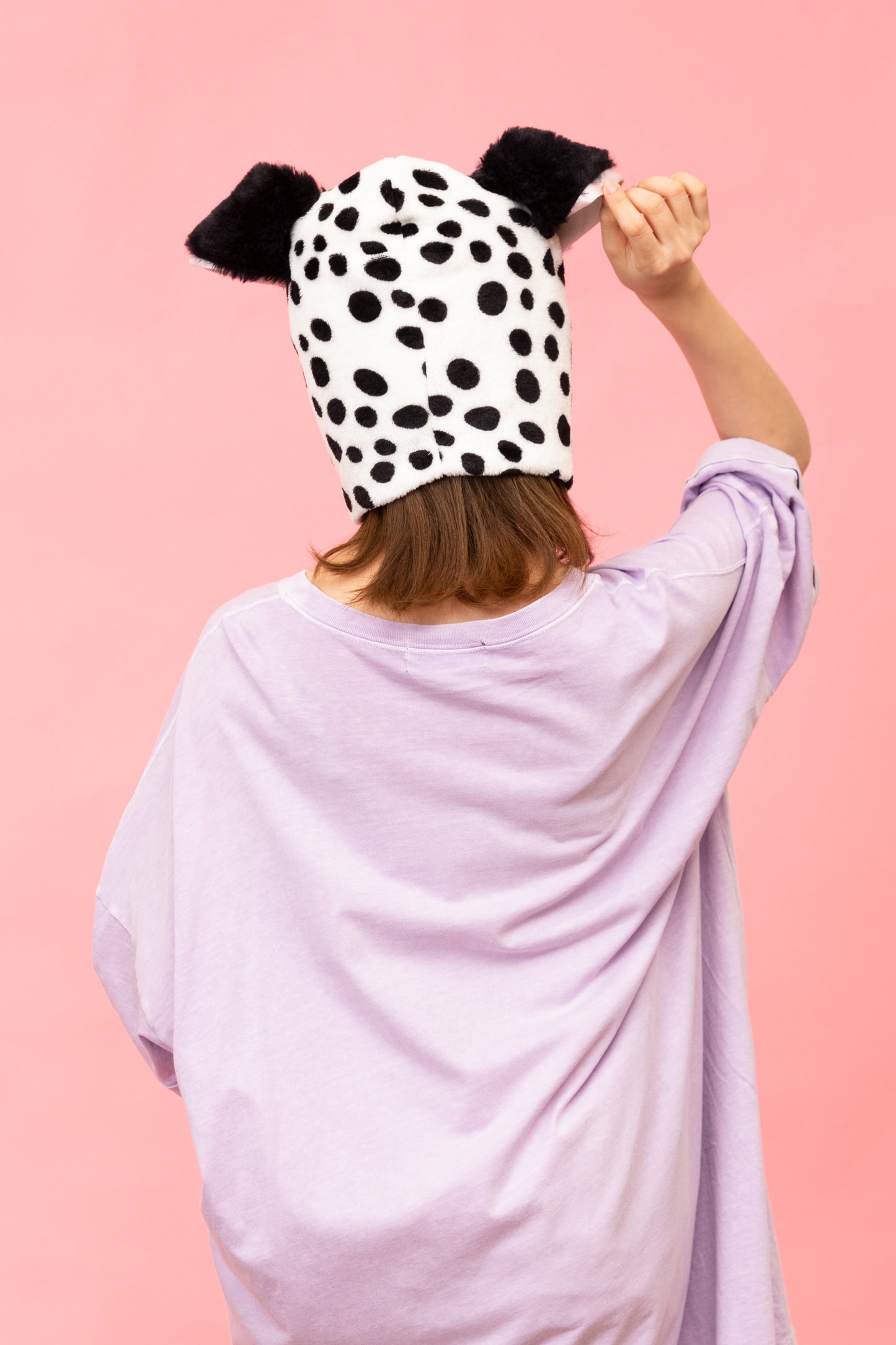 コスプレ 小物 もふもふわんちゃん/もふもふダルメシアン かぶりもの いぬ アニマル 動物 仮装 フリーサイズ ブラウン/モノトーン【クリアストーン】♡