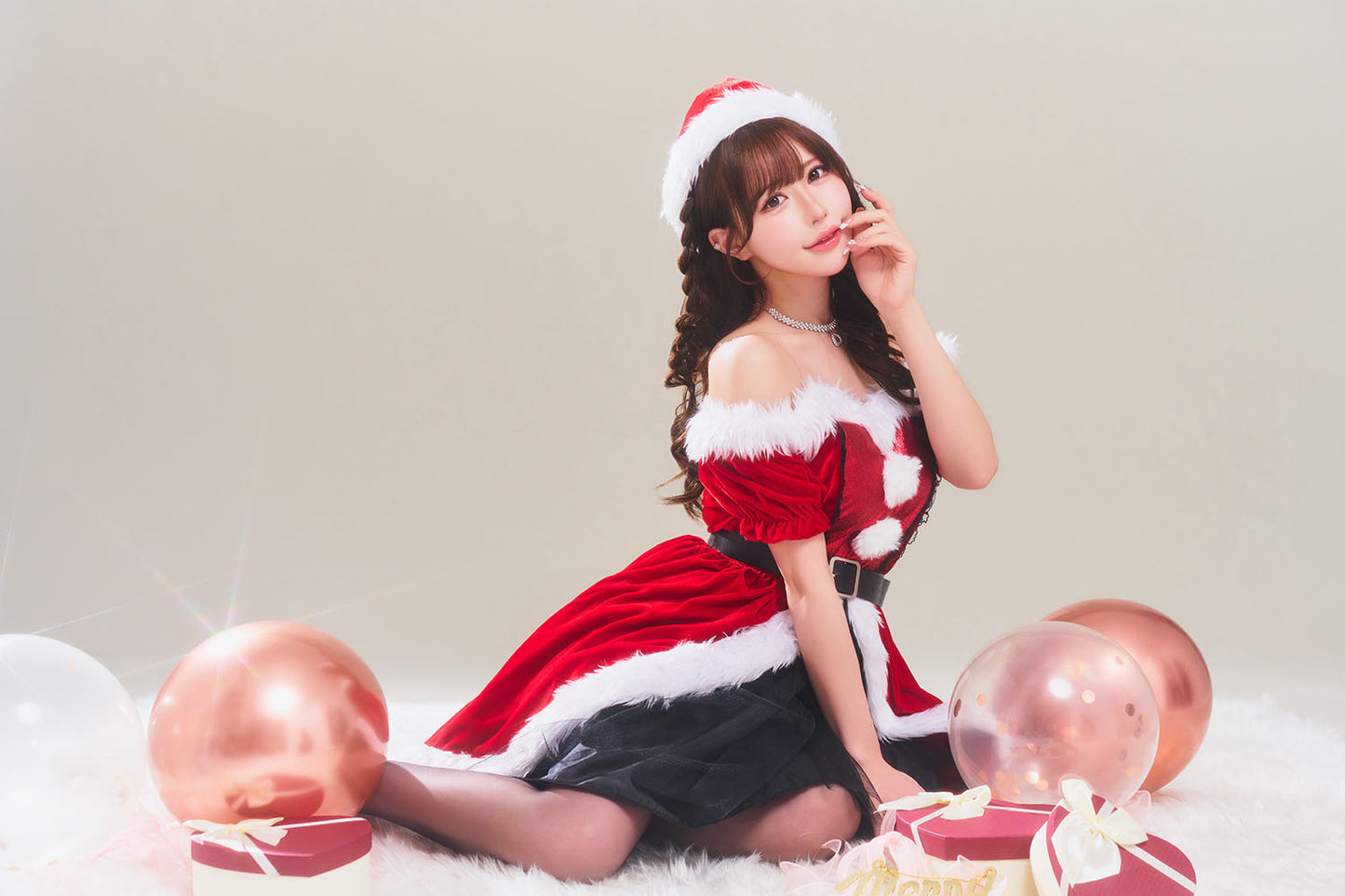 コスプレ クリスマス サンタ グランノエル グリッタードレスサンタ レディース フリーサイズ レッド【クリアストーン】♡