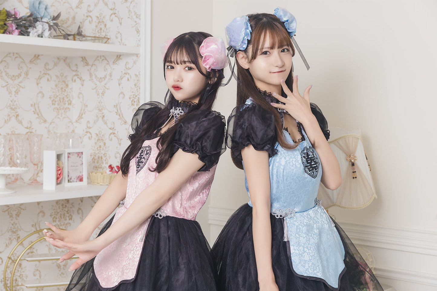 《JamsCollection着用》コスプレ ハロウィン チャイナ フロイマイン 本命ももチャイナ/本命あおチャイナ レディース フリーサイズ ピンク/ブルー【クリアストーン】