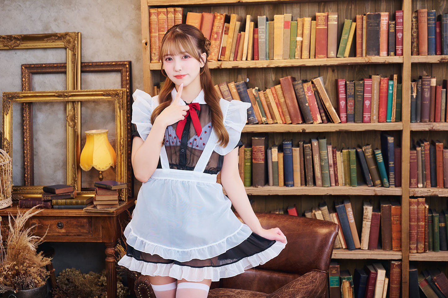 コスプレ メイド SecretRose シースルーメイド レディース フリーサイズ ブラック ホワイト【クリアストーン】♡