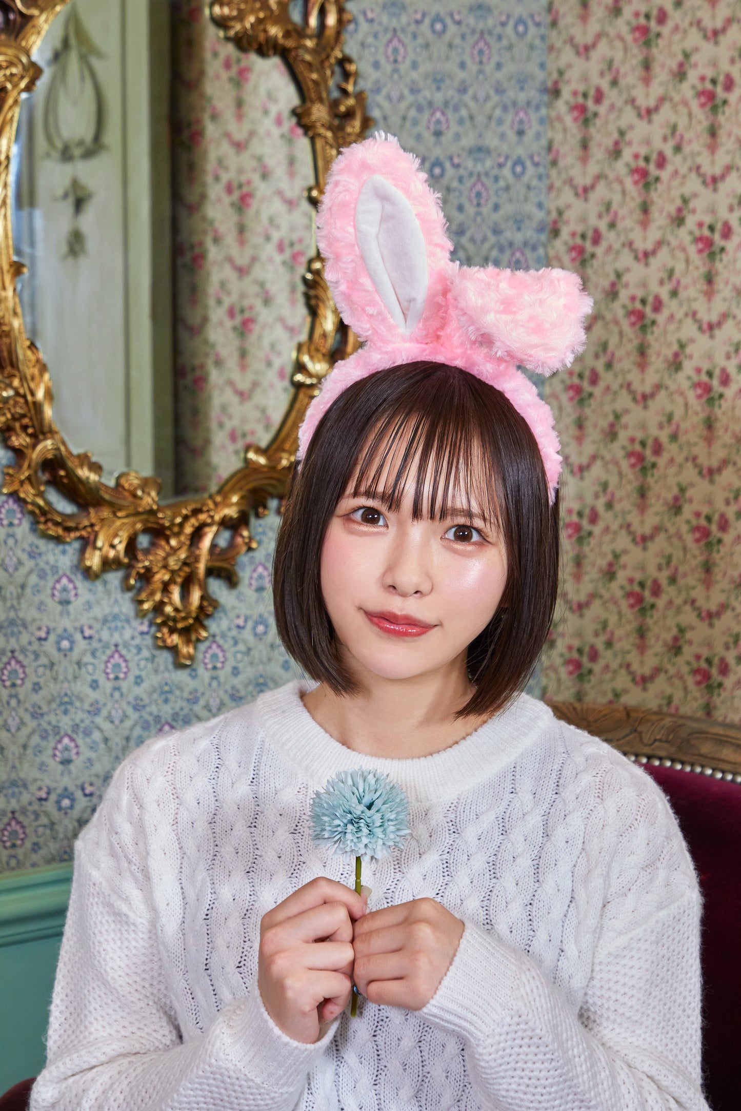 コスプレ 小物 うさぎカチューシャ うさぎ アニマル 動物 仮装 フリーサイズ ホワイト/ピンク【クリアストーン】