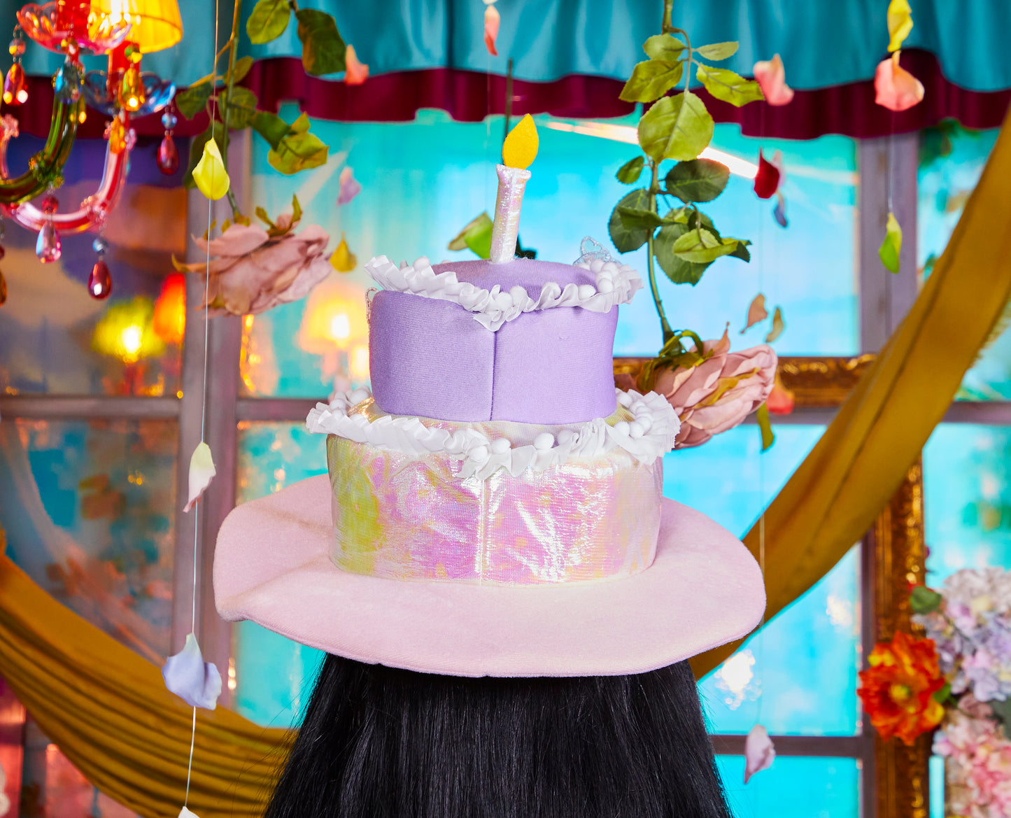 誕生日 帽子 お祝い ケーキ バタフライケーキハット ユニセックス フリーサイズ パステルカラー【クリアストーン】