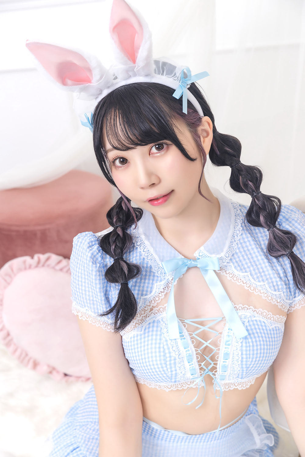 ≪ないるちゃん着用≫ コスプレ メイド うさぎ シュガーウィップ うさメイド ミルクソーダ レディース フリーサイズ ブルー【クリアストーン】