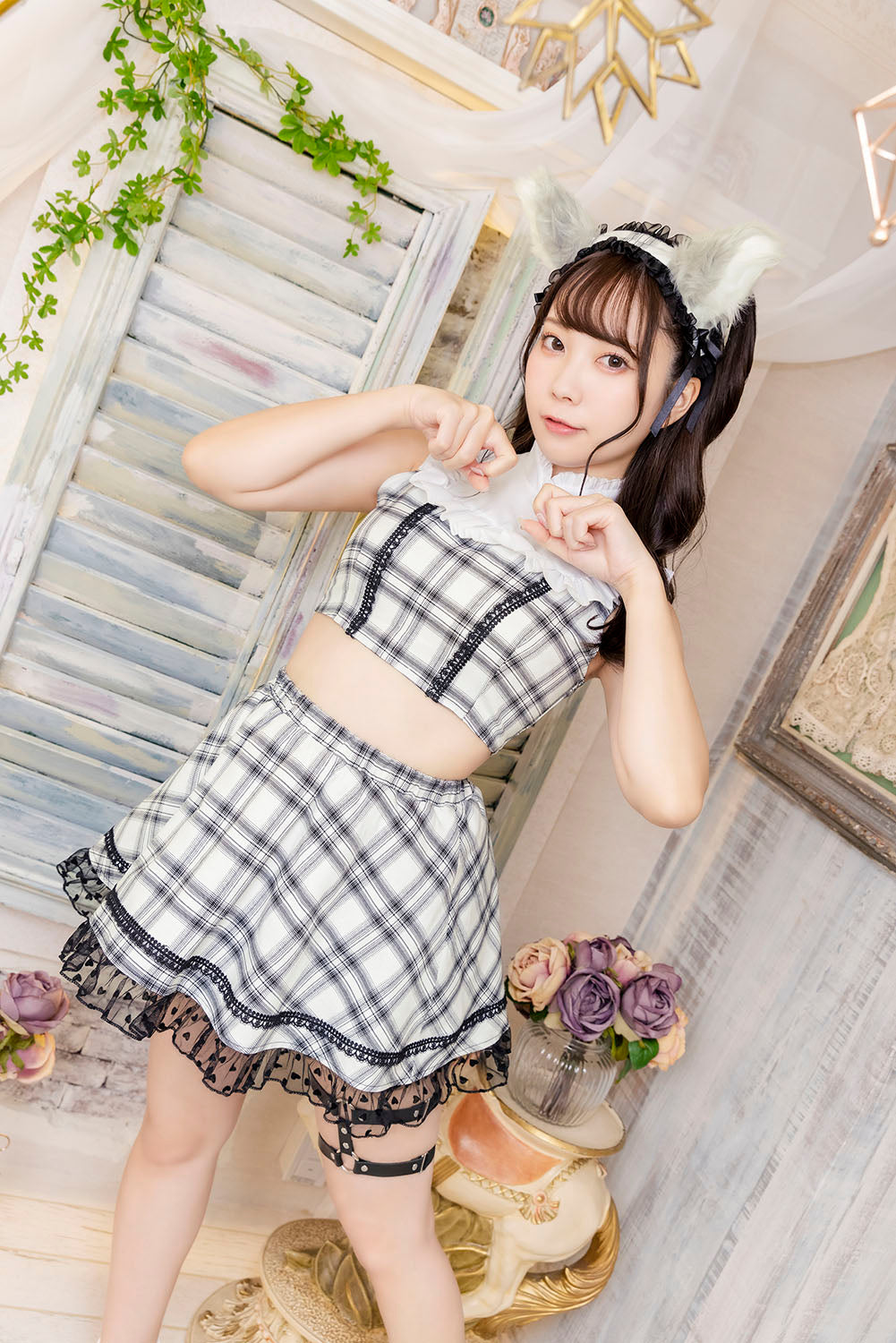 コスプレ ハロウィン メイド おおかみ リリパレ アッシュウルフメイド レディース フリーサイズ グレー【クリアストーン】♡