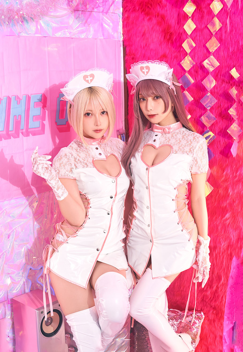 コスプレ ナース ねこ シュガーウィップ エナメルキャットナース レディース フリーサイズ ブラック/ホワイト【クリアストーン】♡