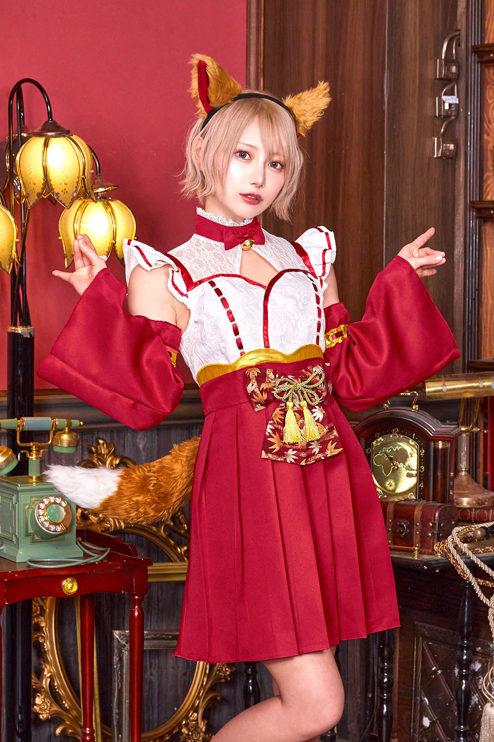 篠崎こころちゃん着用》 コスプレ ハロウィン 和装 狐 巫女 ハイカラ