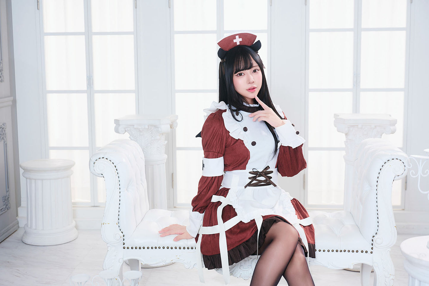 コスプレ ハロウィン 悪魔 ナース ダスティコンフィ デビルナース レディース フリーサイズ レッド【クリアストーン】♡