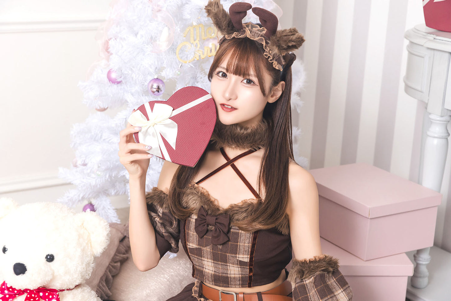 《JamsCollection着用》 コスプレ トナカイ クリスマス リリパレ ブラウニートナカイ レディース フリーサイズ ブラウン【クリアストーン】♡