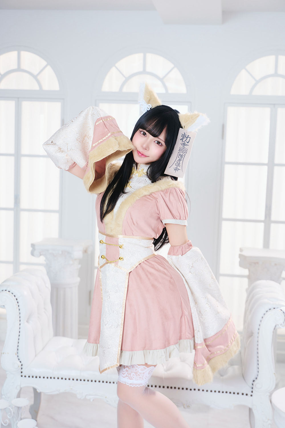 コスプレ ハロウィン 狐 キョンシー ダスティコンフィ キツネキョンシー レディース フリーサイズ ブルー/ピンク【クリアストーン】♡