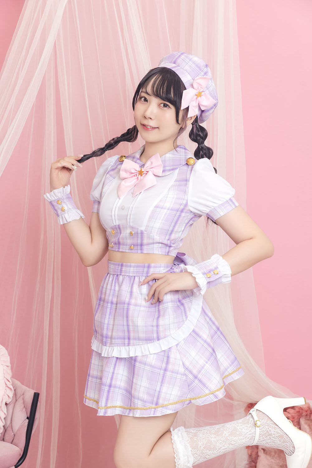 コスプレ メイド 魔法少女 リリパレ マジカルケープメイド レディース フリーサイズ パープル【クリアストーン】