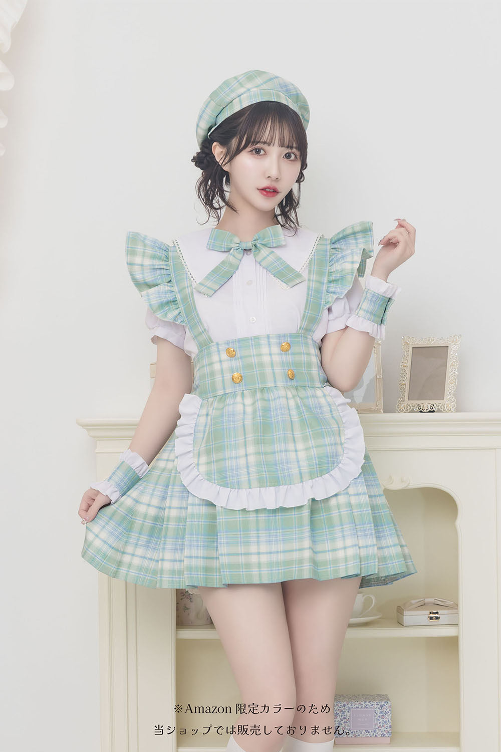 《JamsCollection着用》コスプレ リリパレ アイドルチェックメイド レディース フリーサイズ ブルー/ピンク/イエロー【クリアストーン】♡