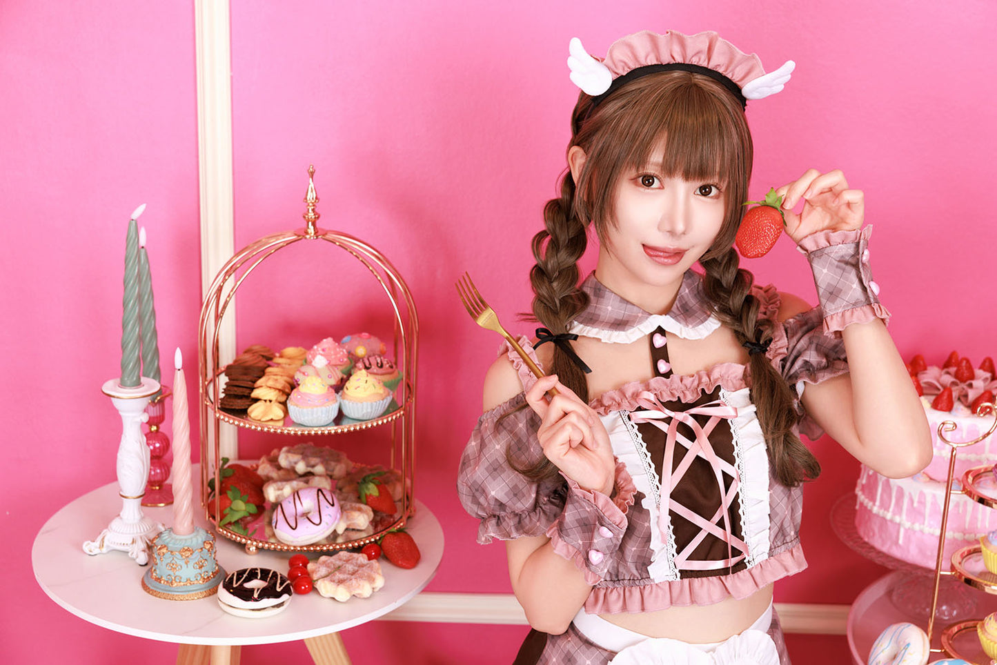 コスプレ バレンタイン メイド スイートキューピッド レディース ブラウン【クリアストーン】♡