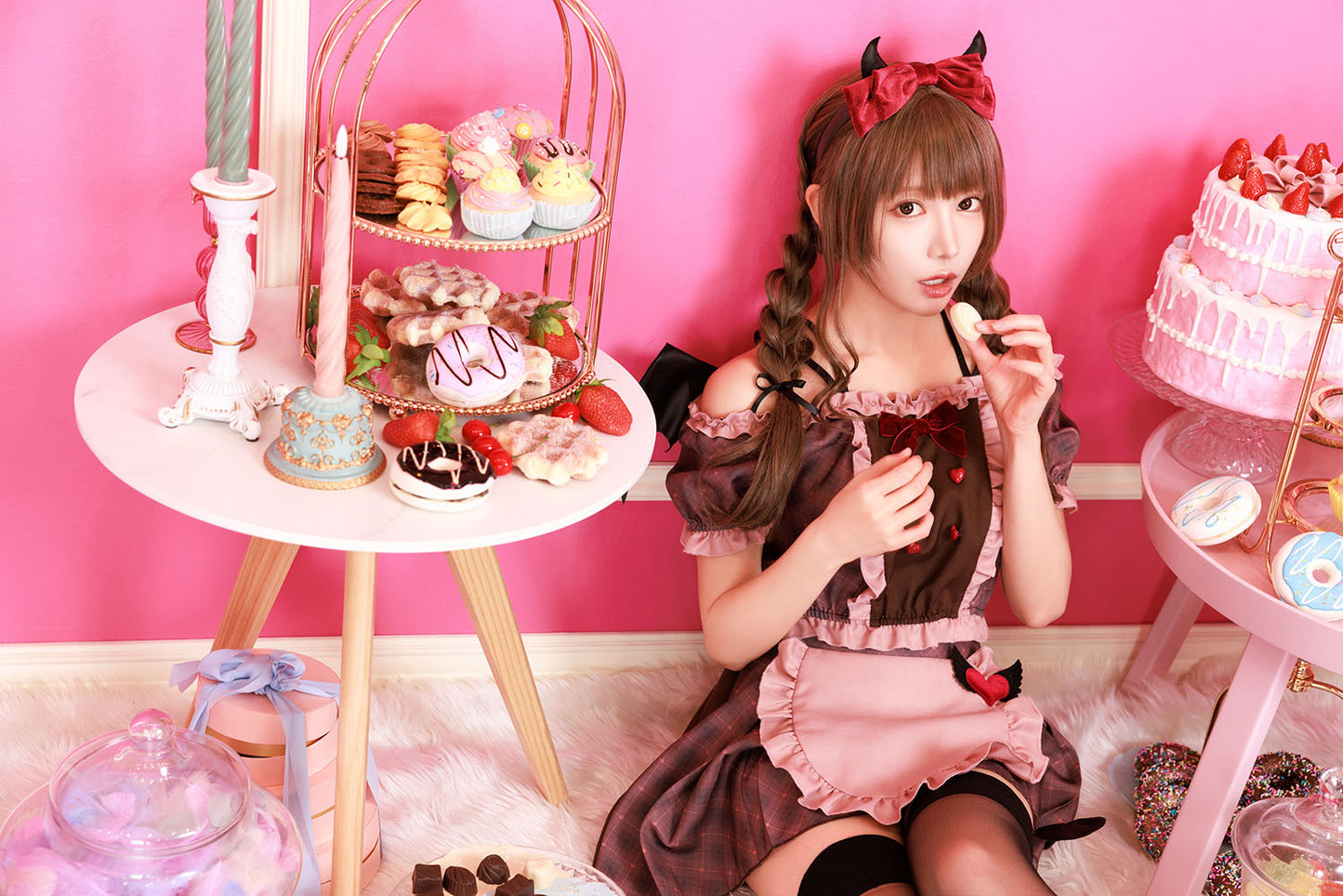 コスプレ バレンタイン デビル メイド ビターサキュバス レディース ブラウン【クリアストーン】♡