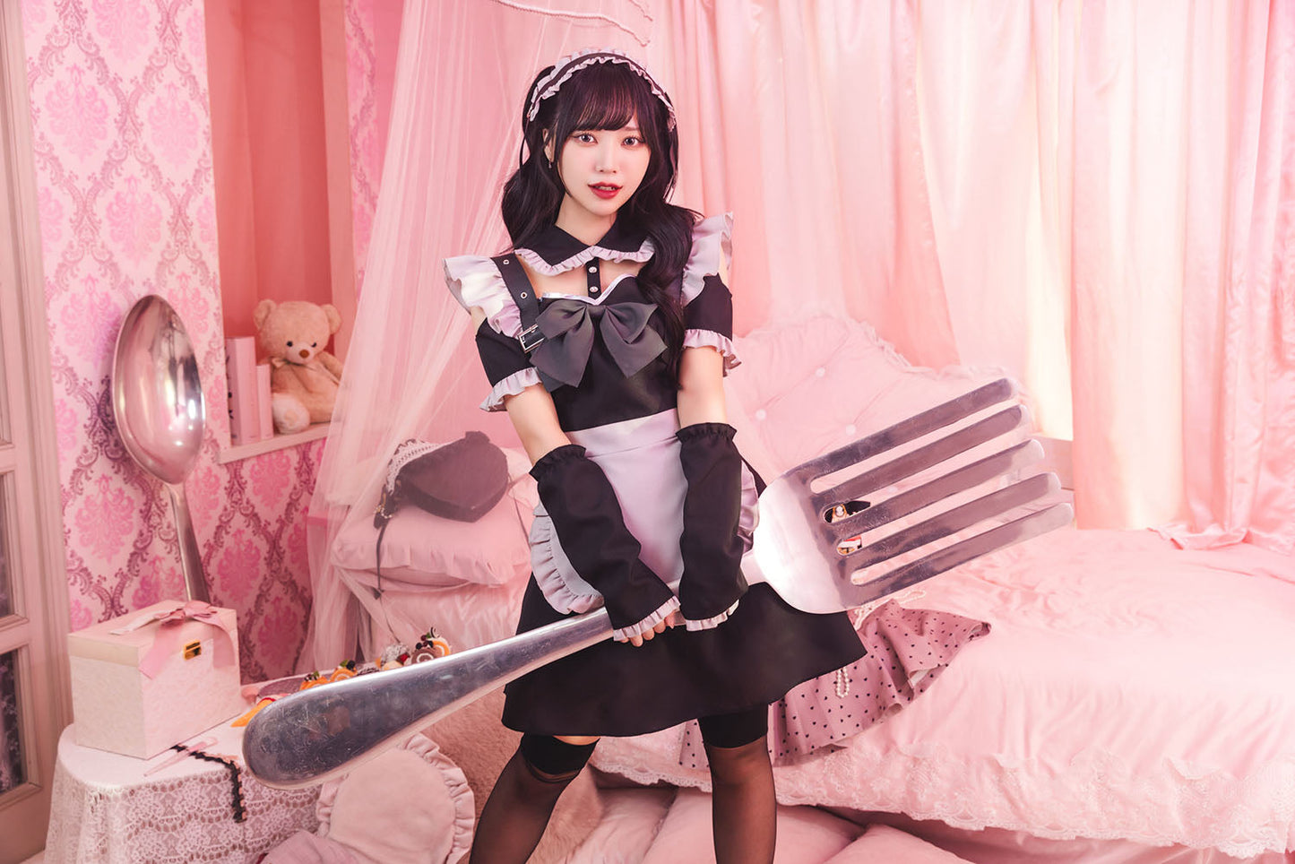 コスプレ ハロウィン ヤムヤムヤミー 憂鬱メイド レディース フリーサイズ ブラック【クリアストーン】