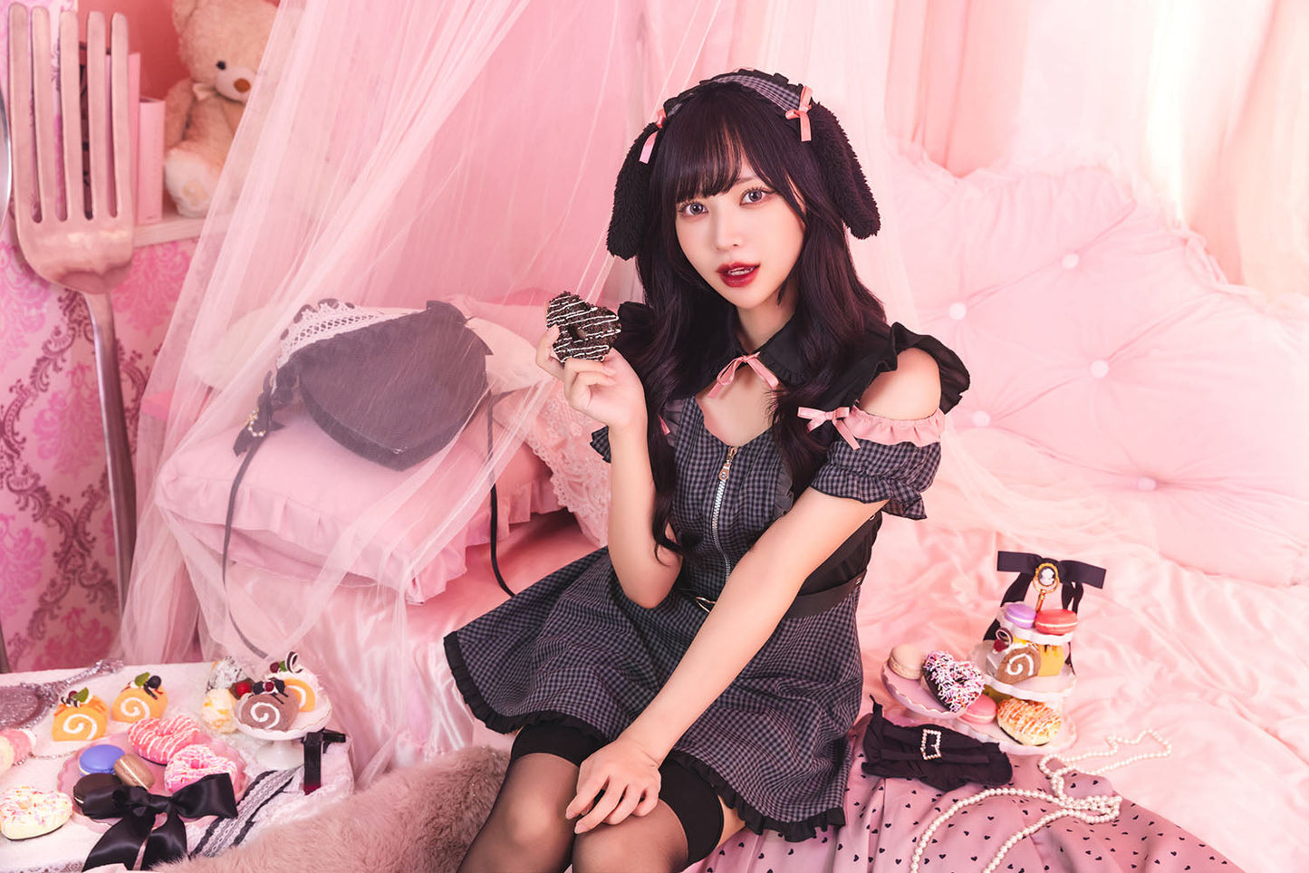 コスプレ ハロウィン アニマル うさぎ ヤムヤムヤミー 妄想うさぎ レディース フリーサイズ ブラック【クリアストーン】