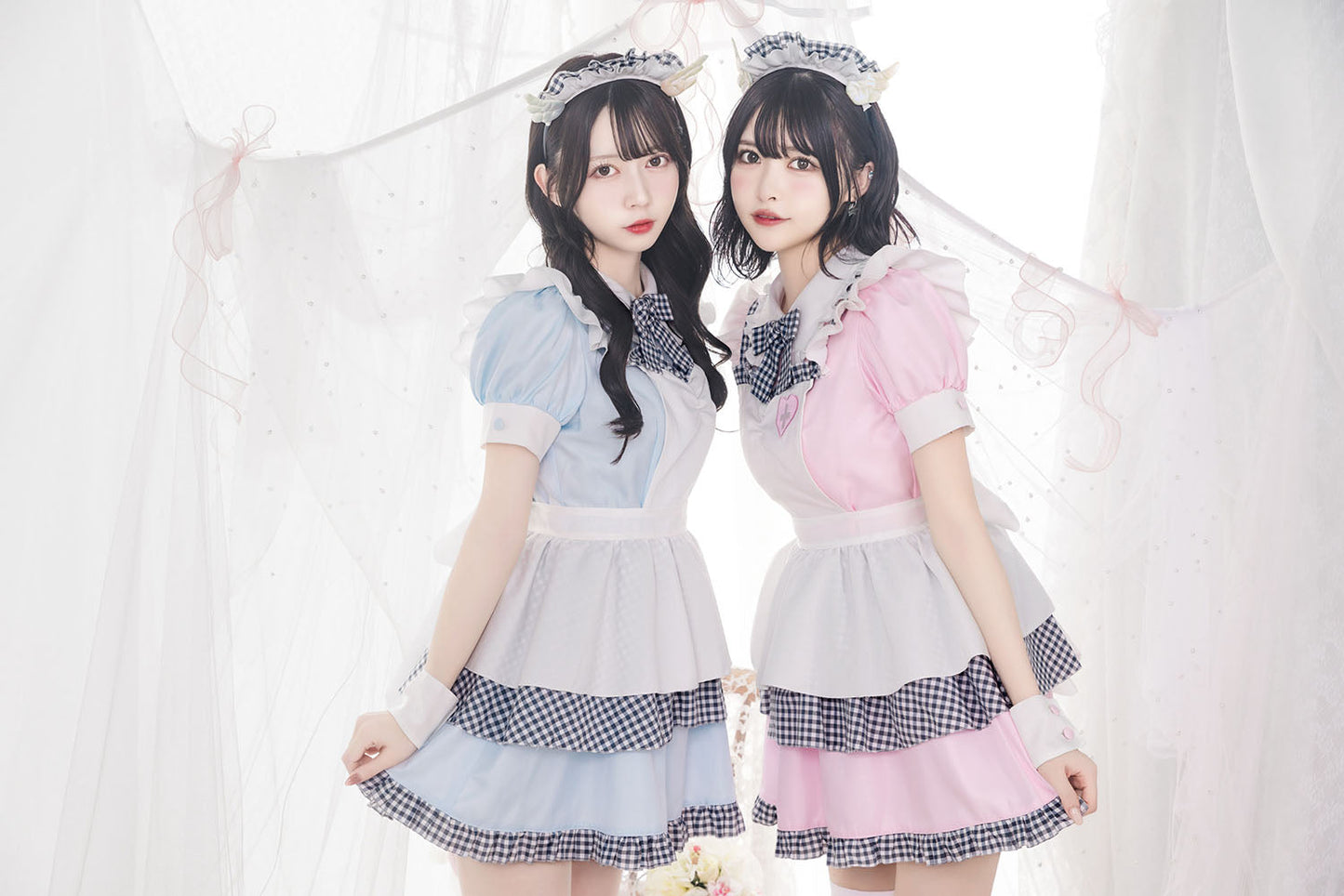 《JamsCollection着用》 コスプレ バレンタイン 天使 メイド リリパレ エンジェルナースメイド レディース フリーサイズ ブルー・ピンク【クリアストーン】♡