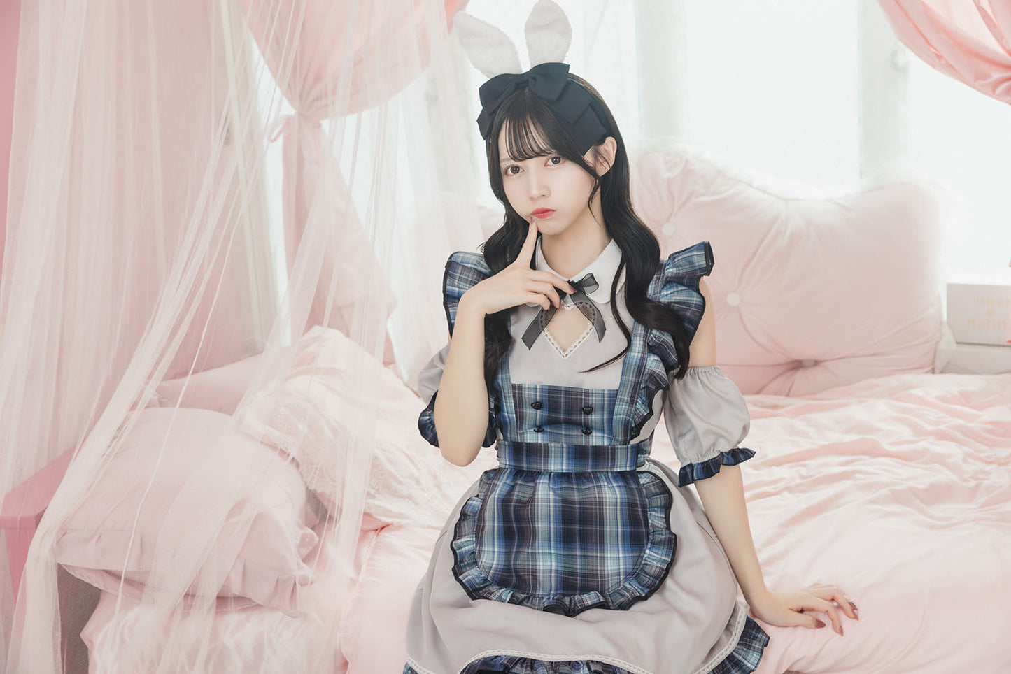 《JamsCollection着用》コスプレ バレンタイン うさぎ メイド リリパレ メルトラパンメイド レディース フリーサイズ グレー【クリアストーン】♡