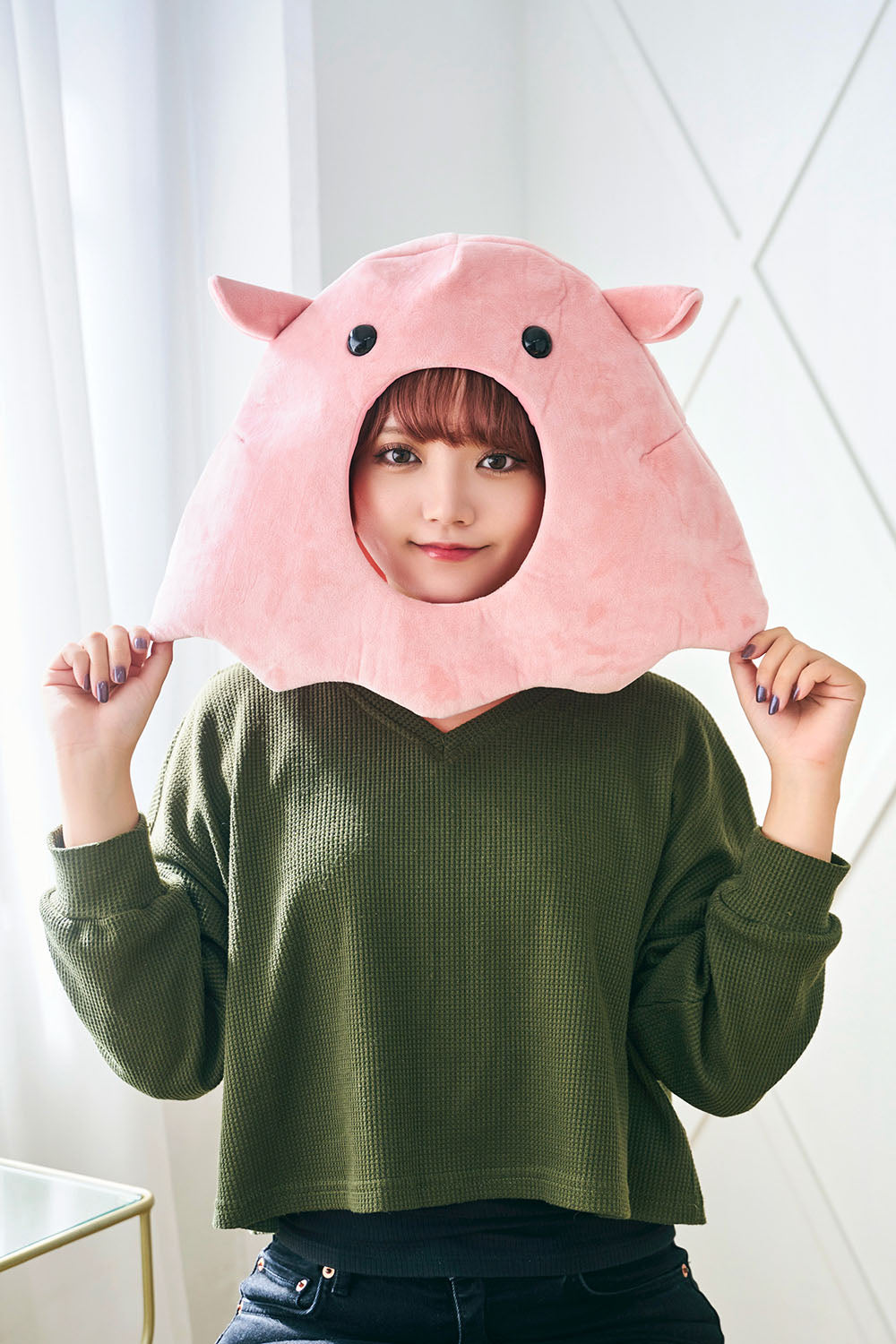 コスプレ小物 かぶりもの 被り物 めんだこ かぶりもん めんだこかぶりもの ユニセックス フリーサイズ ピンク【クリアストーン】