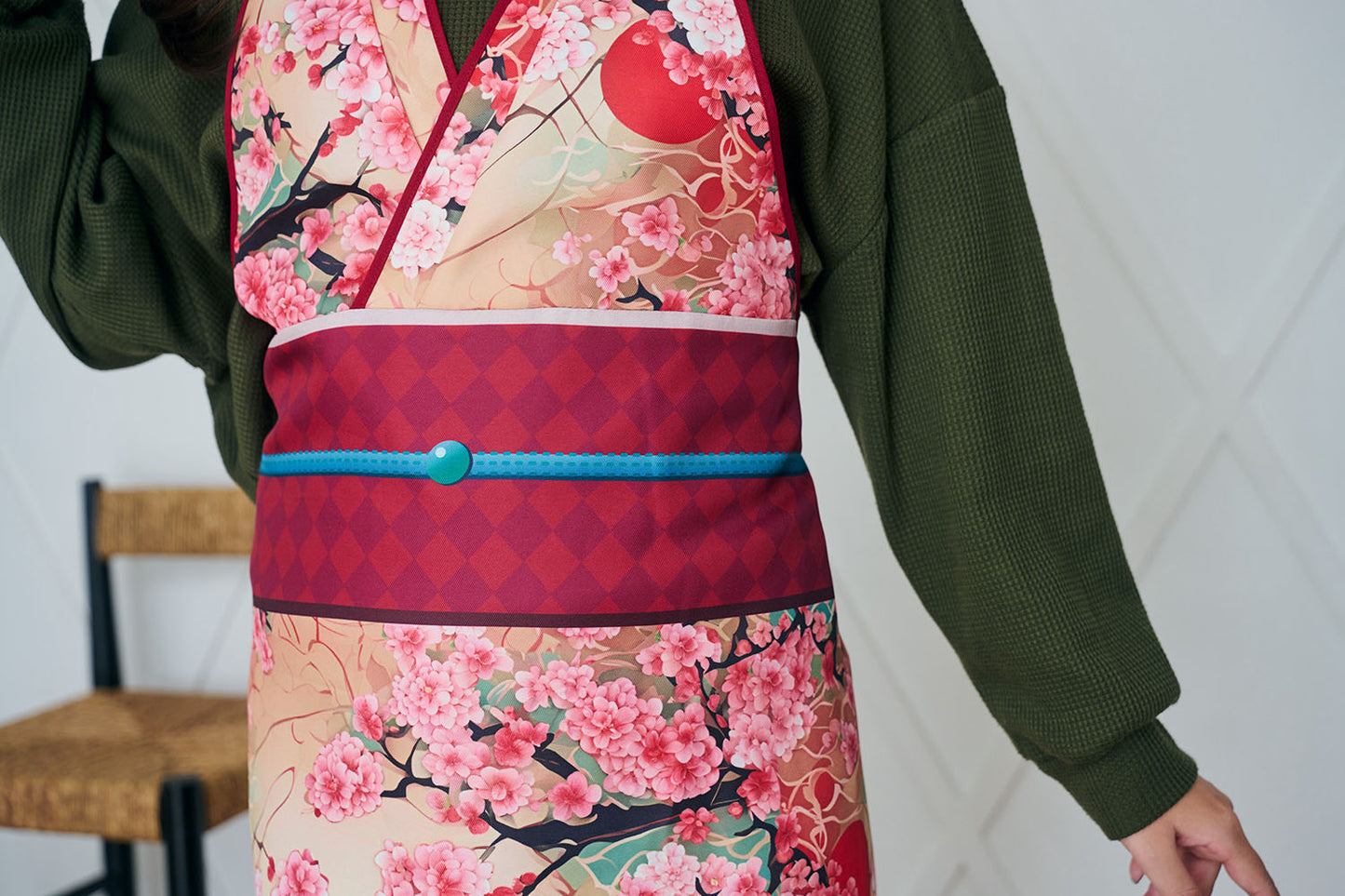 コスプレ エプロン 桜着物美人/里山着物美人/桜牡丹帯/陽桜帯 レディース フリーサイズ 【クリアストーン】♡