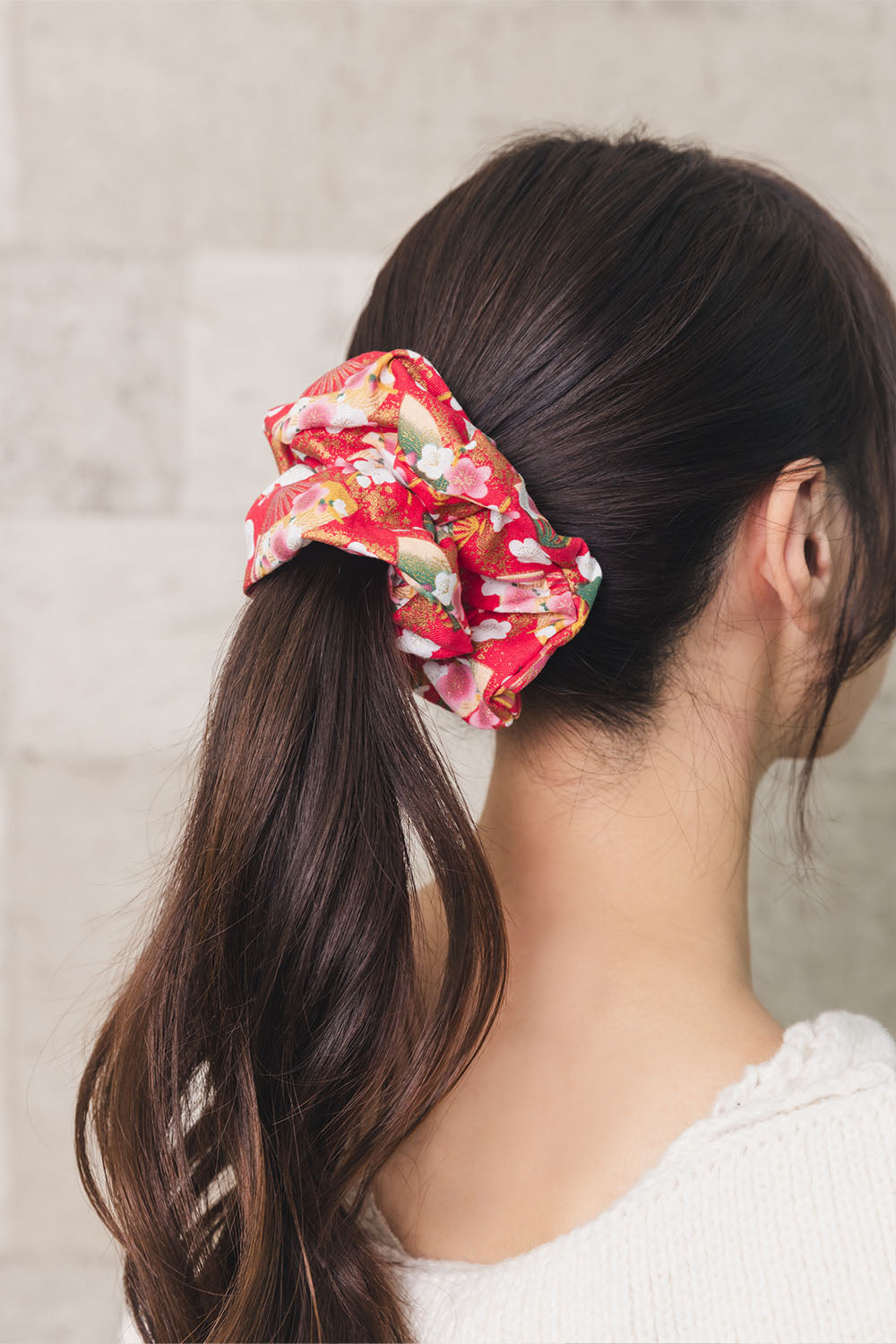 コスプレ小物 ヘアアクセサリー 和柄 シュシュ レディース フリーサイズ レッド/パープル/ベージュ/グリーン/ピンク/ブラック/ネイビー 【クリアストーン】