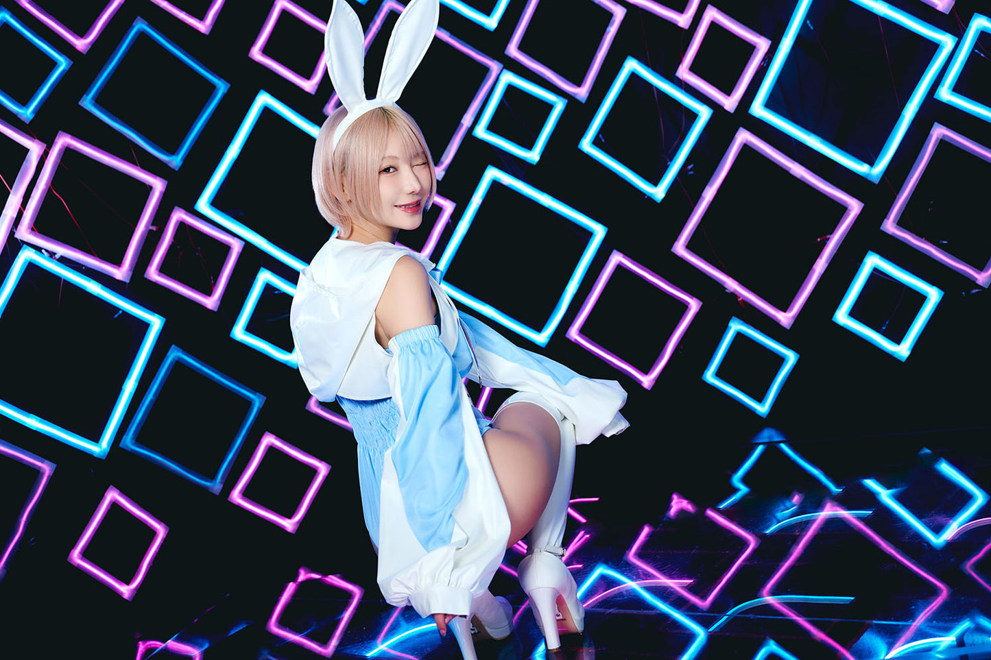 コスプレ うさぎ サイバーイリス フーディーバニー レディース フリーサイズ ブルー【クリアストーン】