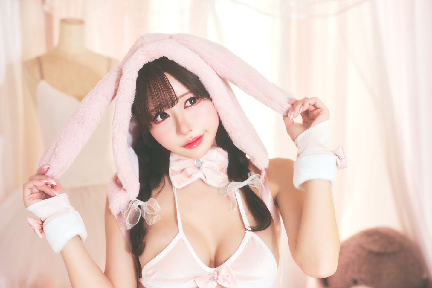 コスプレ アニマル うさぎ メルティーペット ピンクバニー レディース フリーサイズ ピンク【クリアストーン】♡
