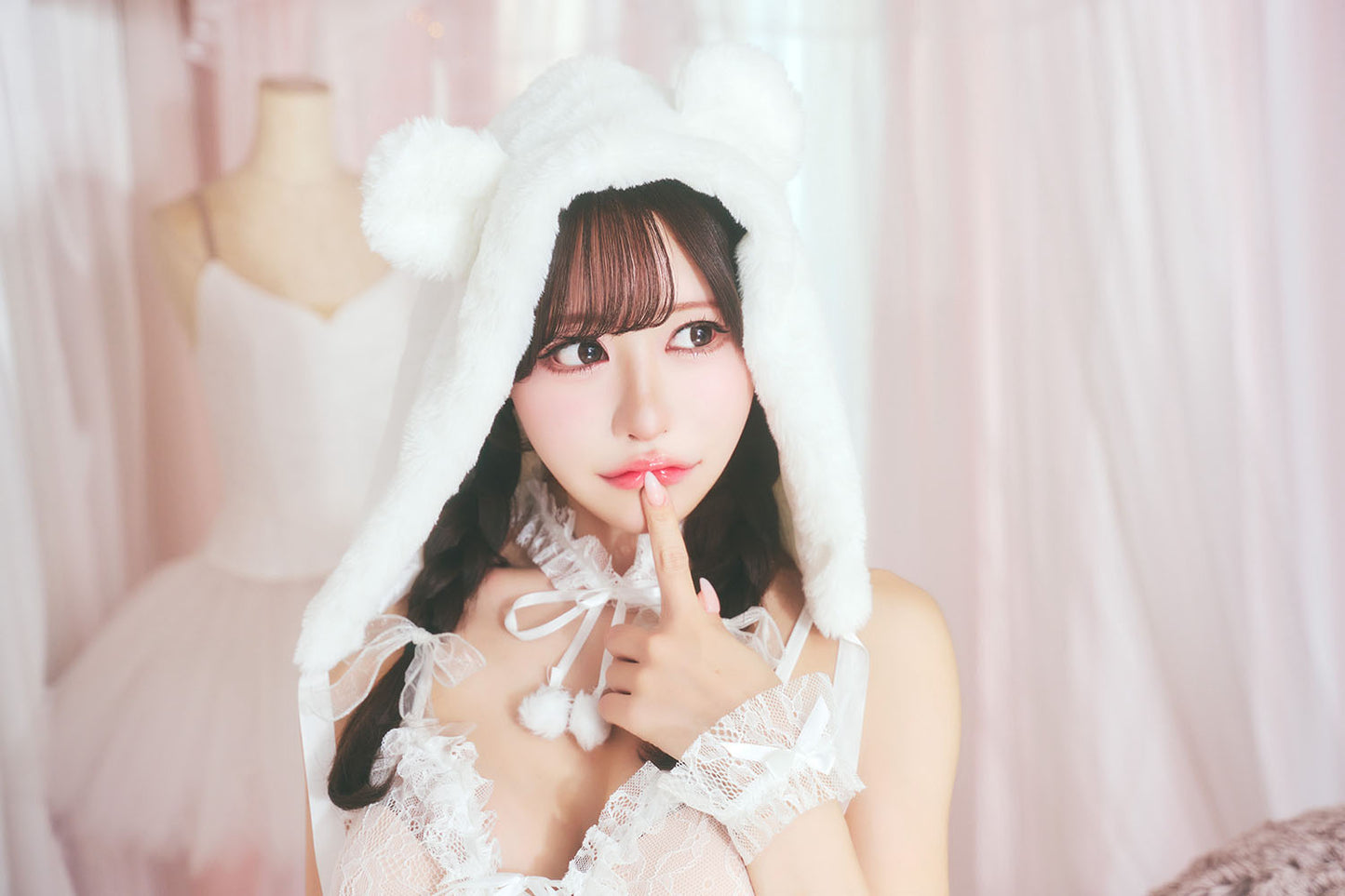 コスプレ アニマル くま メルティーペット シロクマ レディース フリーサイズ ホワイト【クリアストーン】♡