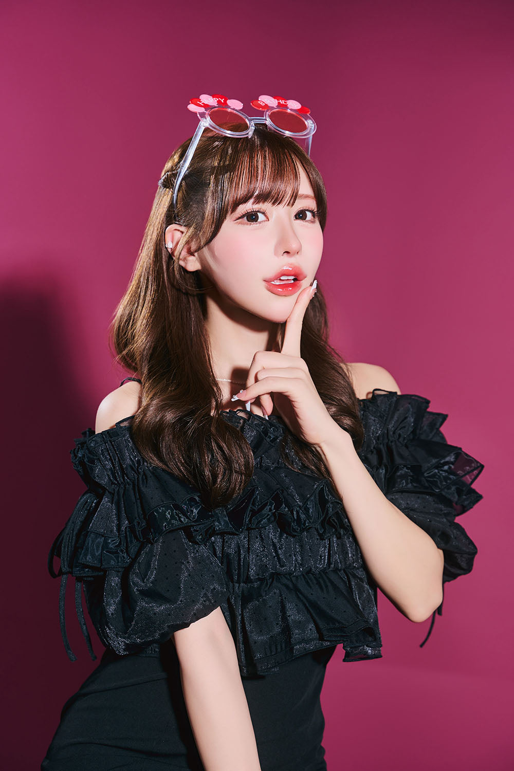 コスプレ小物 誕生日 バースデー サングラス バルーン ユニセックス オレンジ/ピンク【クリアストーン】