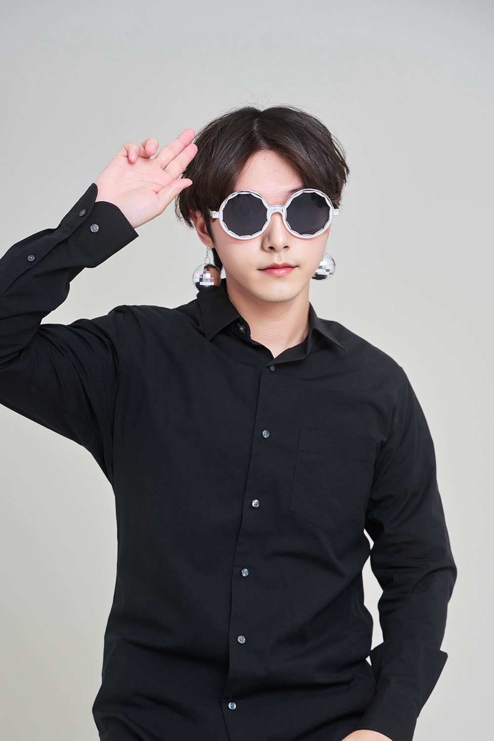 コスプレ小物 誕生日 バースデー サングラス ミラーボール ユニセックス ゴールド/シルバー【クリアストーン】