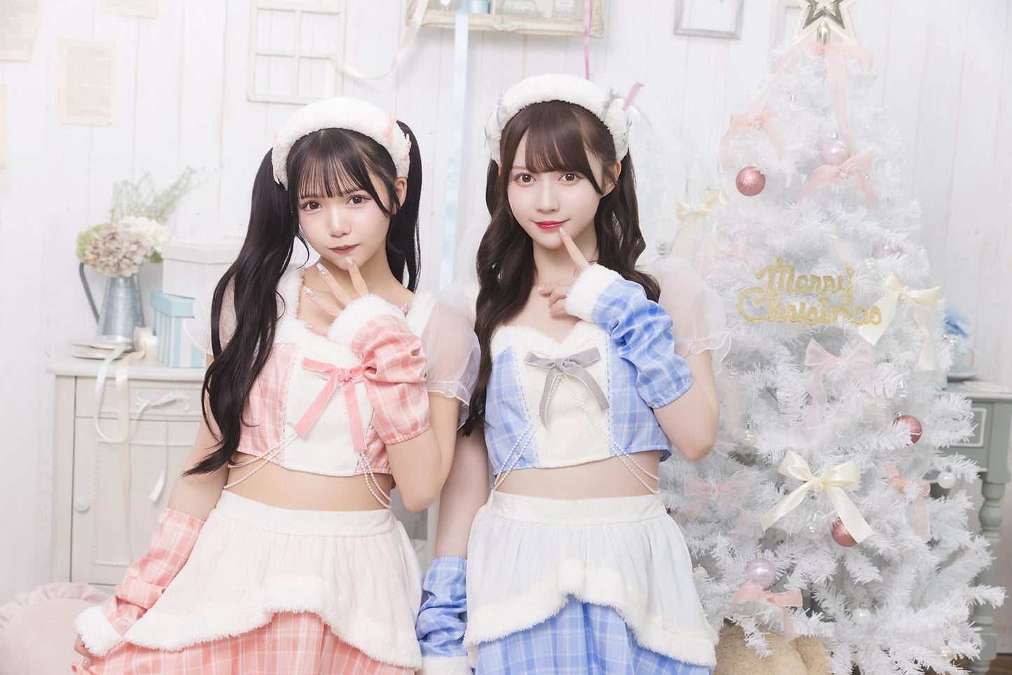 《JamsCollection着用》 コスプレ サンタ クリスマス リリパレ トゥインクルスノーガール レディース フリーサイズ ピンク/ブルー【クリアストーン】