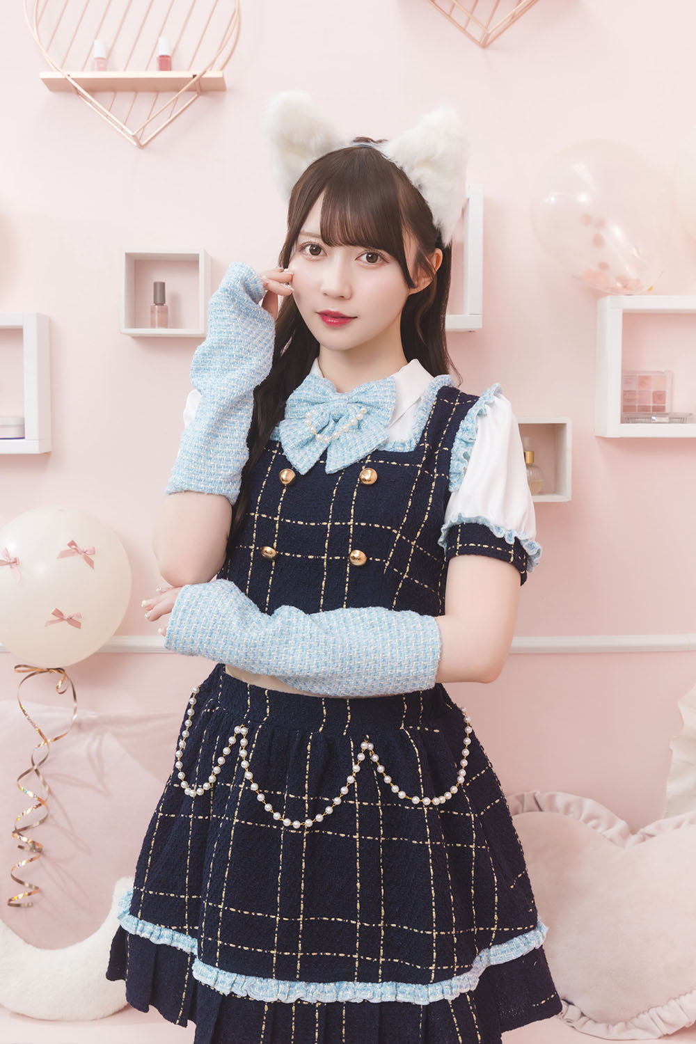 《JamsCollection着用》 コスプレ ねこ リリパレ エコリエールキャット レディース フリーサイズ ピンク/ブルー 【クリアストーン】♡