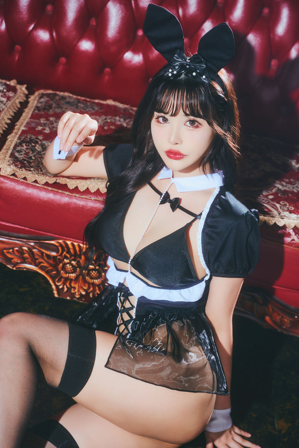 コスプレ うさぎ ロイヤルヌーディー プレミアムバニー レディース フリーサイズ ブラック【クリアストーン】♡
