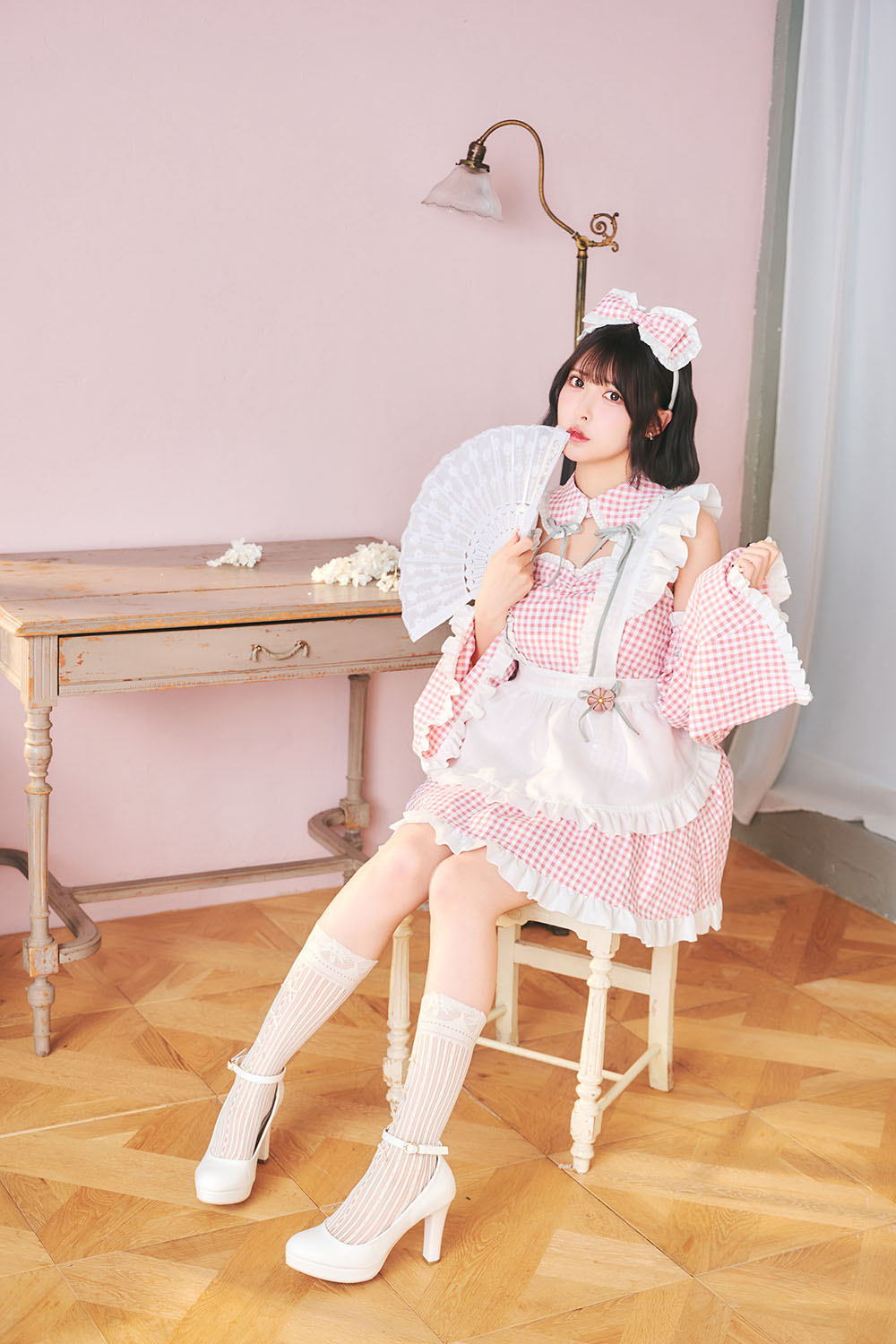 《JamsCollection着用》コスプレ バレンタイン リリパレ ひなまつりメイド レディース フリーサイズ ピンク【クリアストーン】