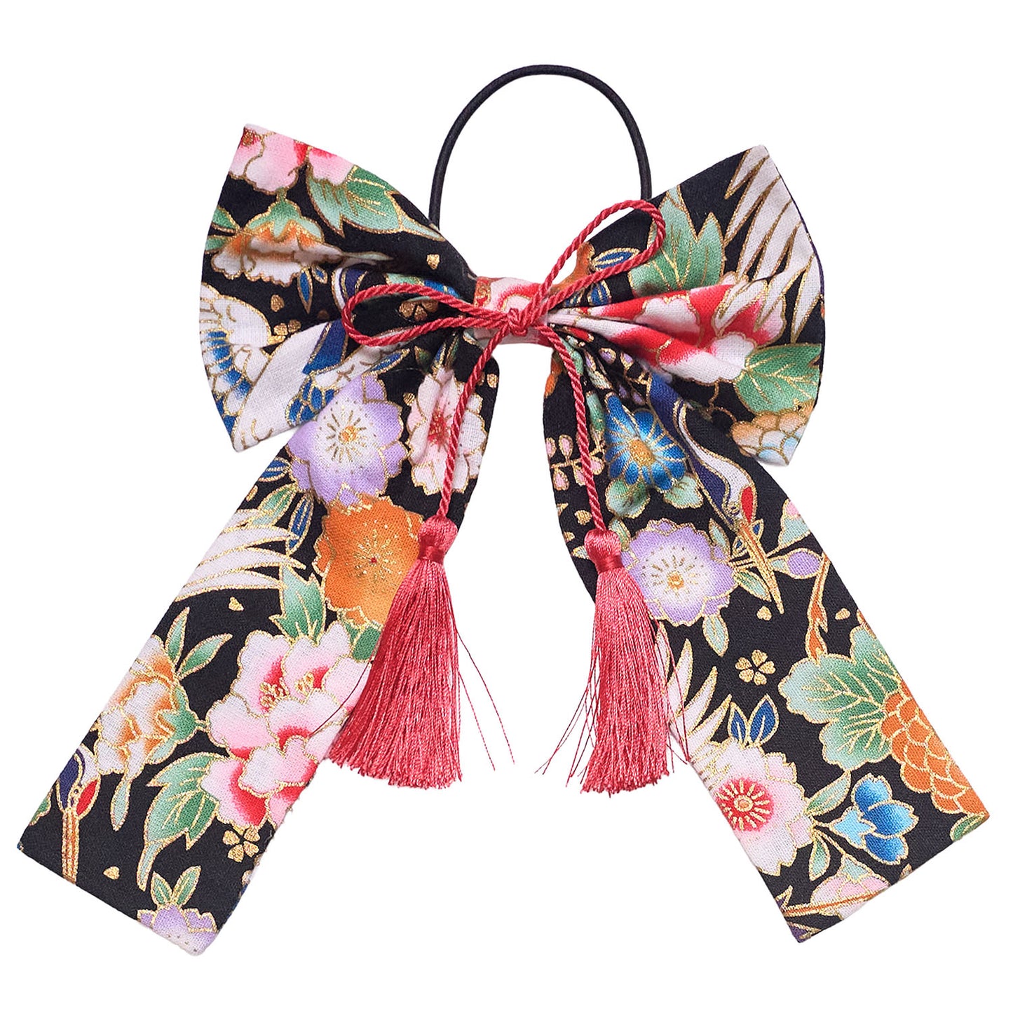 コスプレ小物 ヘアアクセサリー 和柄 リボン レディース フリーサイズ パープル/ブルー/ネイビー/レッド/ピンク/ベージュ/ブラック【クリアストーン】