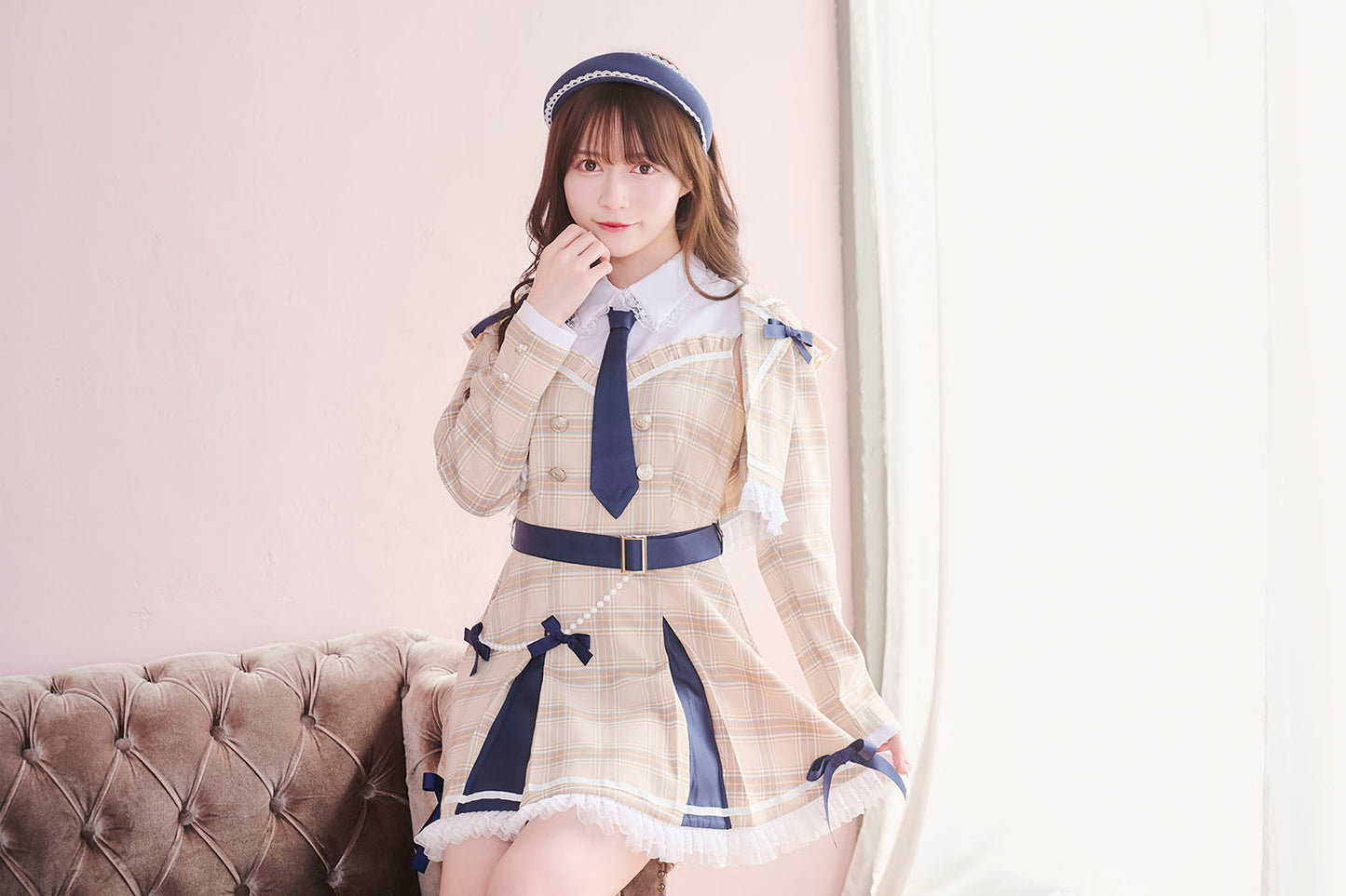 《JamsCollection着用》コスプレ アイドル 制服 メゾンカレッジ ラテ レディース フリーサイズ ベージュ 【クリアストーン】♡