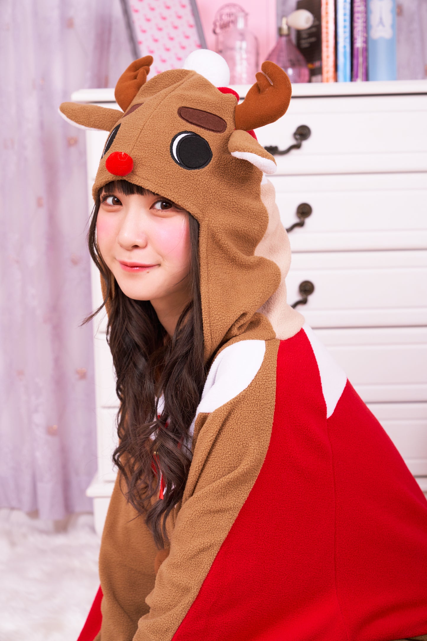 コスプレ クリスマス サンタ トナカイ 着ぐるみ さんトナさん ユニセックス フリーサイズ レッド/ブラウン【クリアストーン】