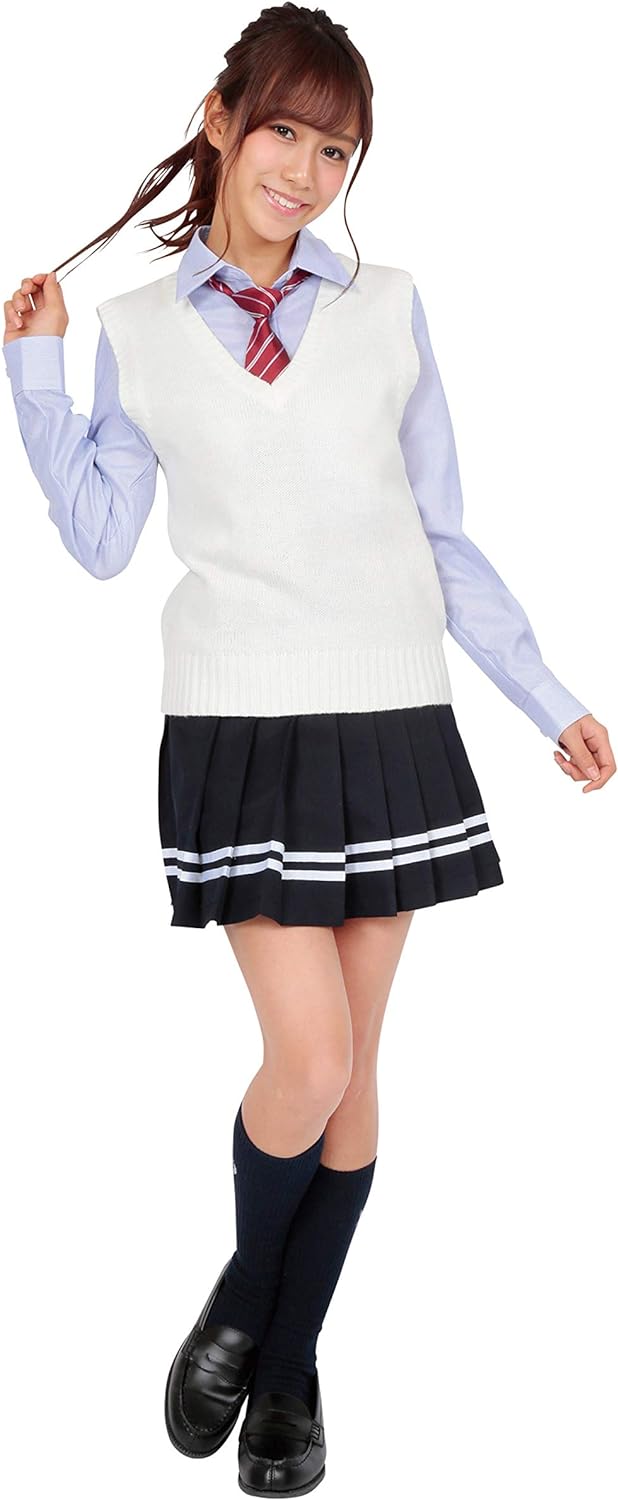 制服 なんちゃって制服 コスプレ ベスト ニット セーター TeensEver レディース M/L ネイビー/ブラック/グレー/ホワイト/ベージュ【クリアストーン】