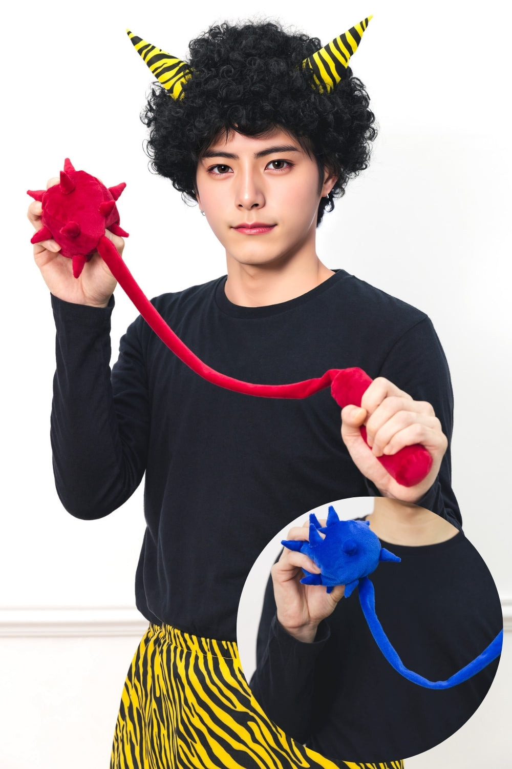 コスプレ小物 節分 ふわふわこんぼう ユニセックス フリーサイズ レッド/ブルー【クリアストーン】