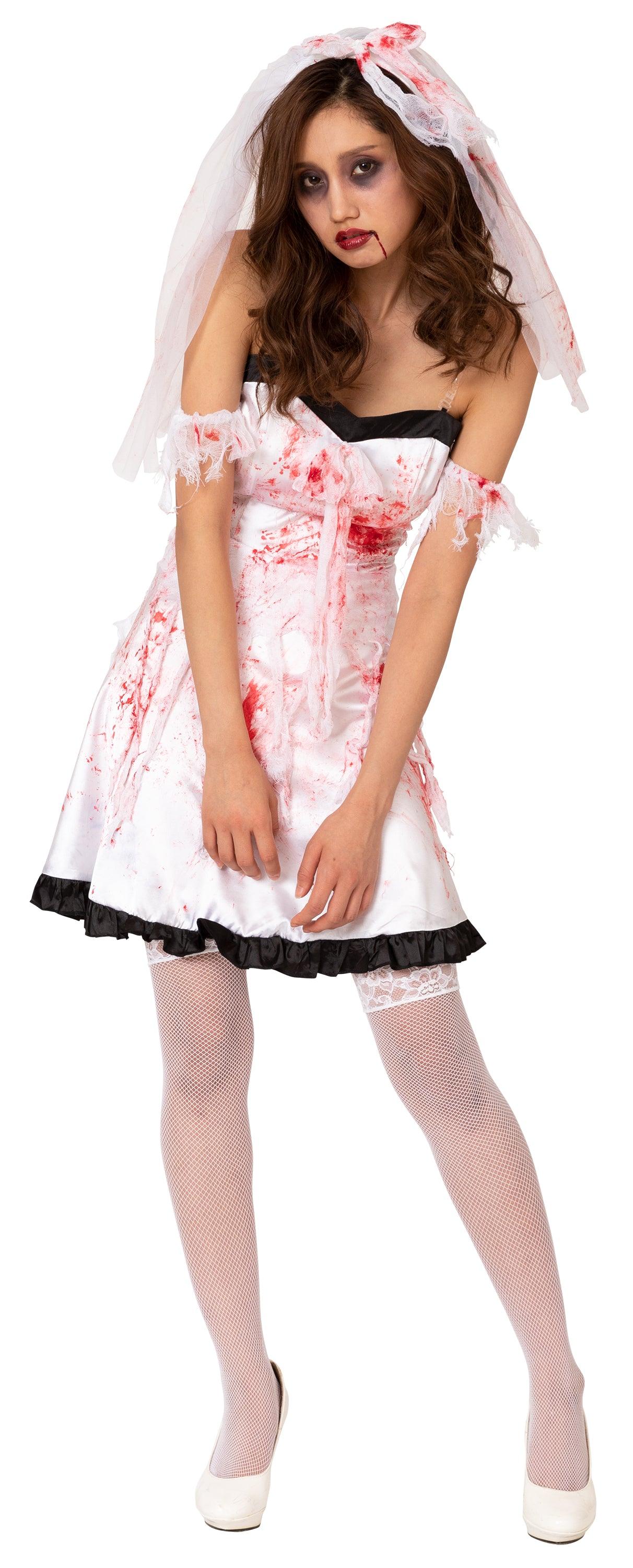 コスプレ ハロウィン 花嫁 新婦 血 血糊 スプラッター ゾンビ ブライド レディース フリーサイズ ホワイト 【クリアストーン】 - clearstone(クリアストーン)公式オンラインストア