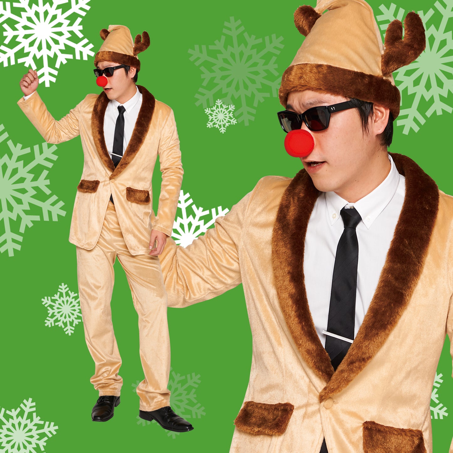 コスプレ クリスマス サンタ スタイリッシュトナカイ メンズ ブラウン 【クリアストーン】
