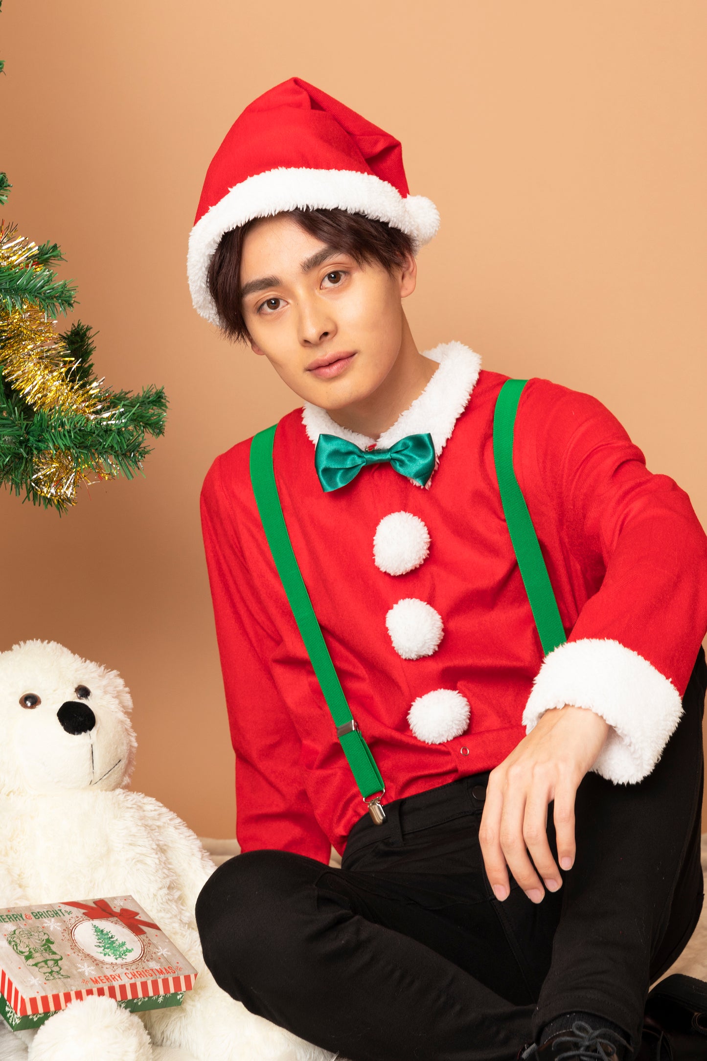 コスプレ クリスマス サンタ シャツ サンタシャツ ユニセックス レッド 【クリアストーン】