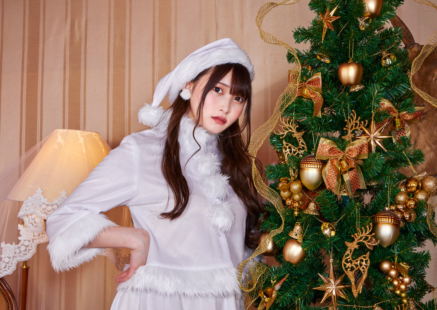コスプレ クリスマス サンタ ミミノエル ベイシックサンタ レディース フリーサイズ ホワイト 【クリアストーン】♡